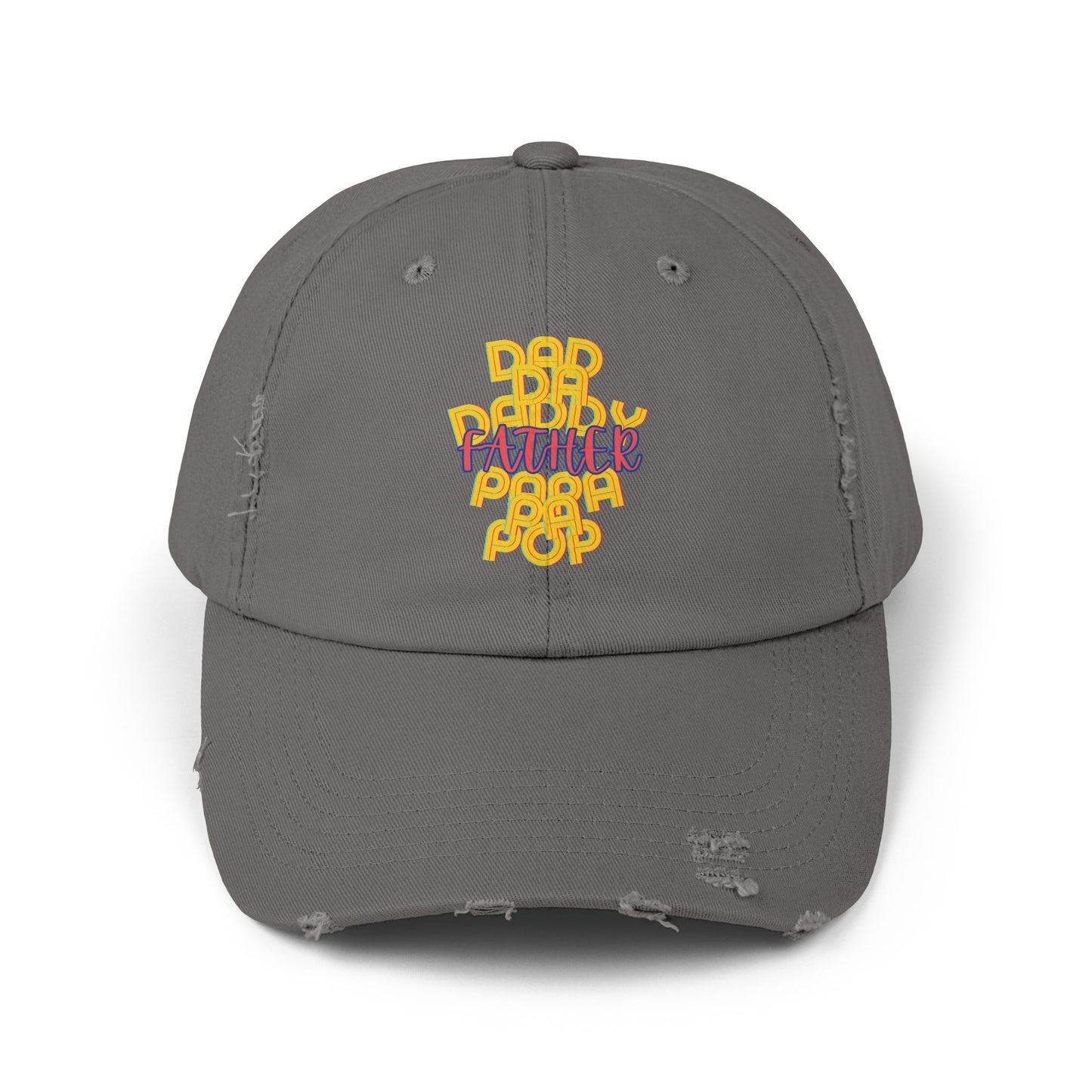 Father Unisex Distressed Cap, Dad Da Daddy Papa Pa Pop, Fathers Day, Gift, Hats, Cotton Twill, Adjustable, Gifts for Men