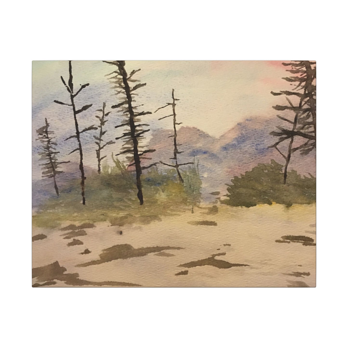 Canvas Wrap Glacier National Park After Fire, Nature, America, Trees, Original Watercolor Print, Artwork, Wall Art, Print, Mountains, Gift