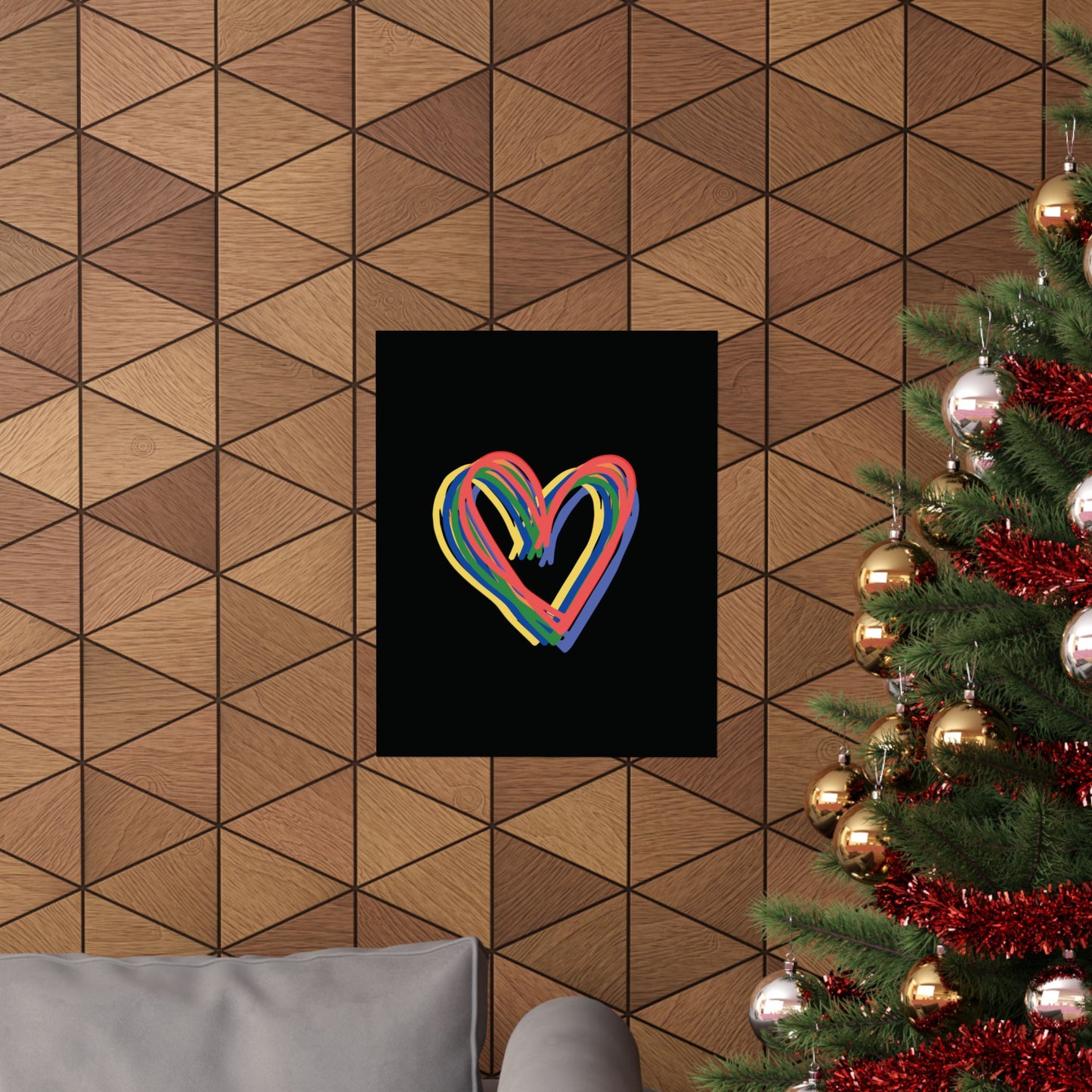 Rainbow Hearts Matte Vertical Poster, Hearts, Wall Art, You Frame, Home Decor, Gift, Gender Neutral, Valentines, Under 20 Dollars, 4 Sizes