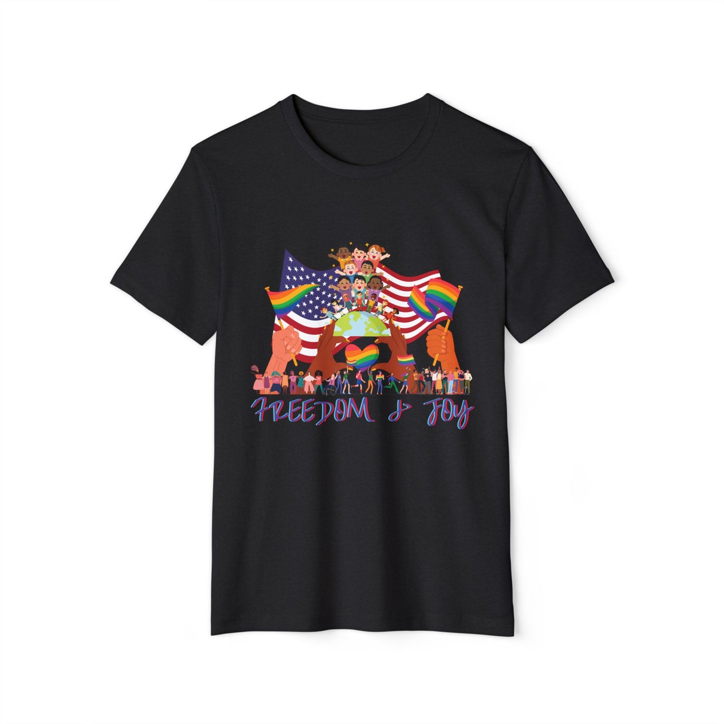 Freedom Flag Recycled T-Shirt, Pride Inclusion Equality Unisex Tee, Sustainable Organic Clothing