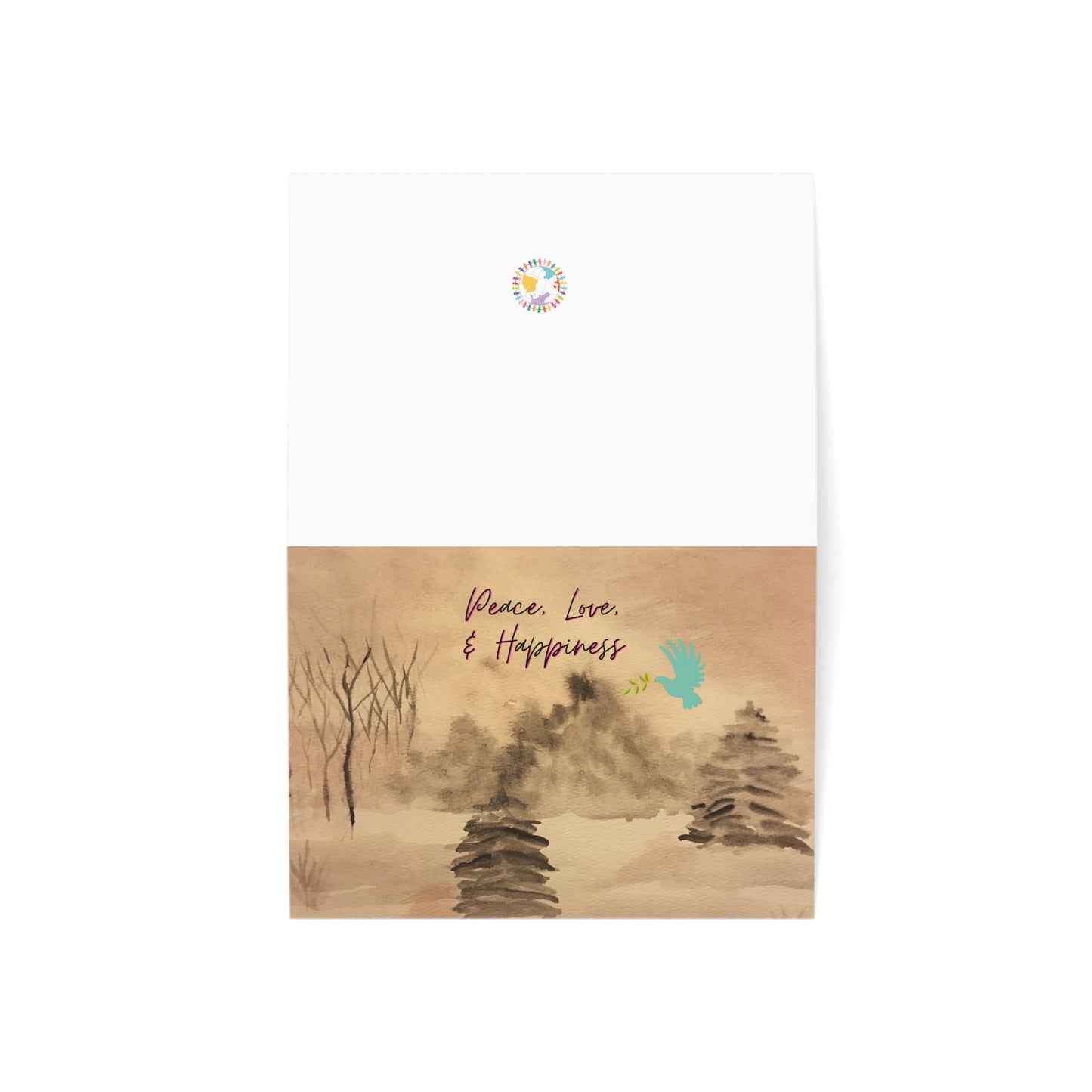 Holiday Greeting Cards Original Artwork Winter Scene (10, 30, & 50pcs), Peace Love Happiness, Wishing Joyful Healthy New Year, 4 size/3 fin