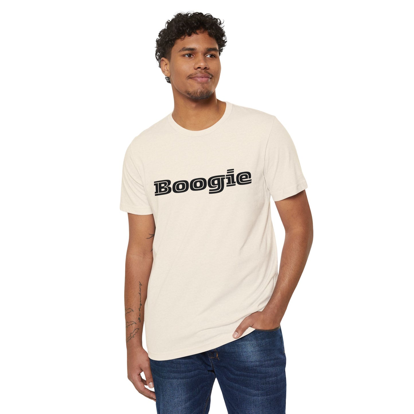 Boogie Black or Natural Unisex Recycled Organic T-shirt, fun, dance, Gift, Birthday, Christmas, Comfy, Soft, Gender Neutral, eco-friendly