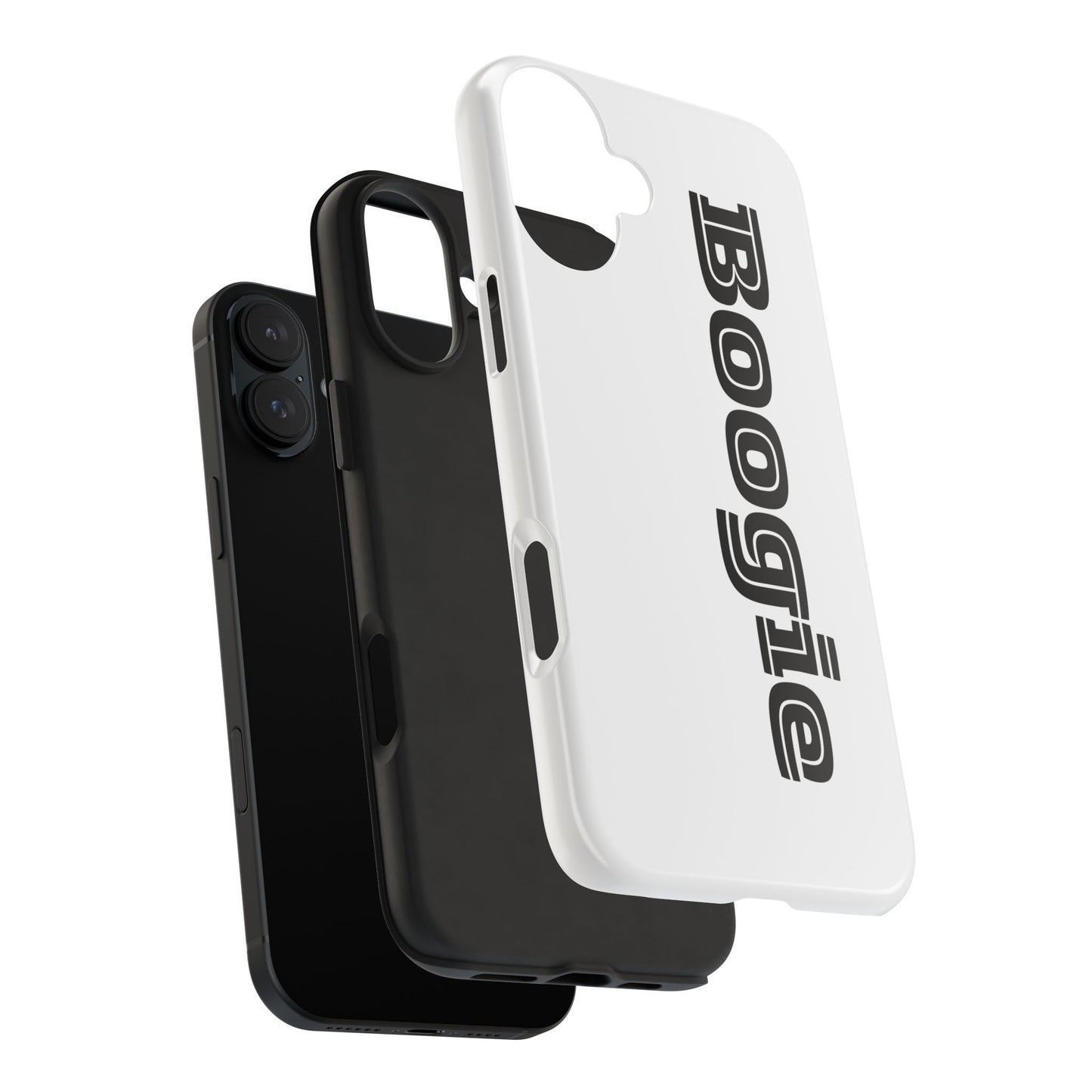 Boogie White Tough Phone Cases, iPhone Samsung cases, wireless charging, gender neutral women men friends kids teens gift birthday Christmas