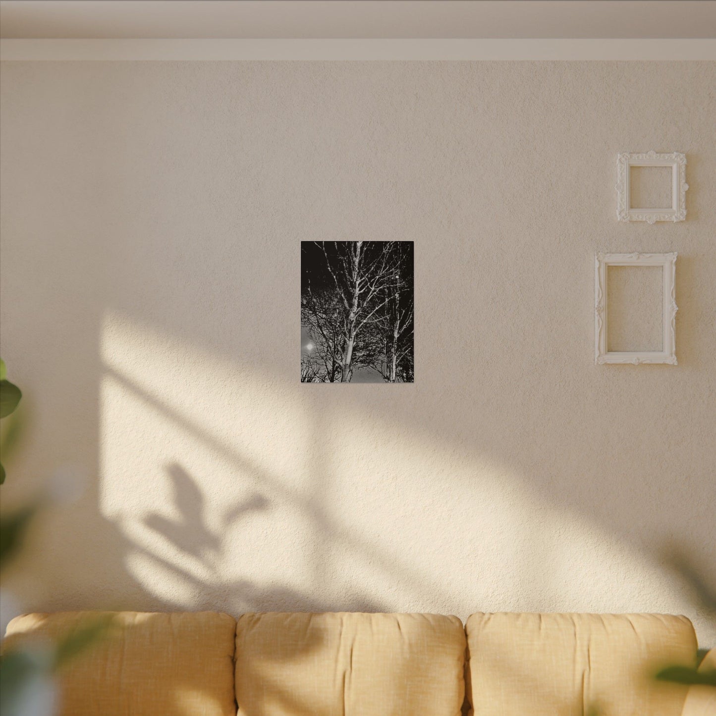 Canvas Wrap Worm Moon, Night Tree, Dark, Moon, Black and White, Photo, Artwork, Wall Art, Decor, Nature, Halloween, Gift, Eco, Matte Canvas