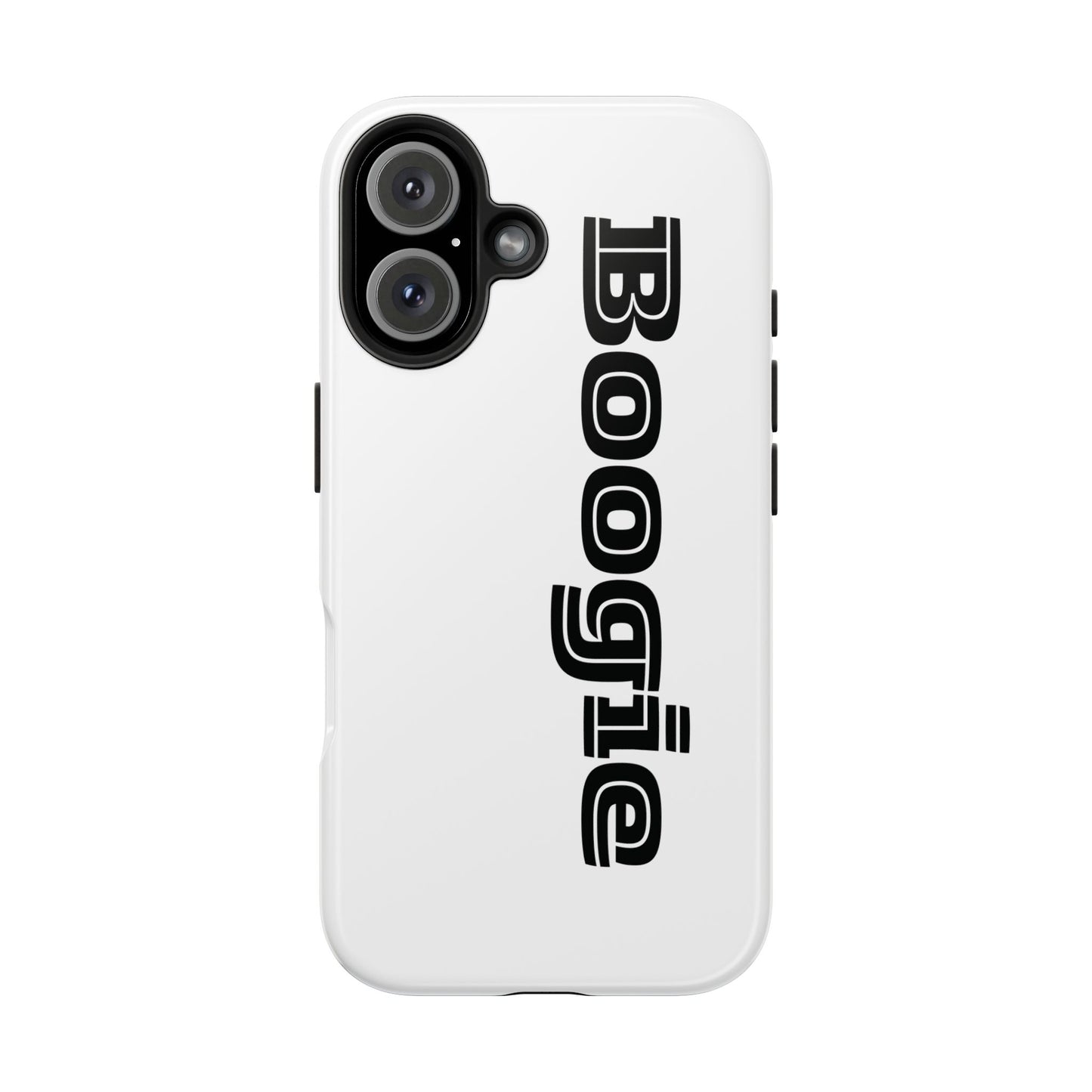 Boogie White Tough Phone Cases, iPhone Samsung cases, wireless charging, gender neutral women men friends kids teens gift birthday Christmas