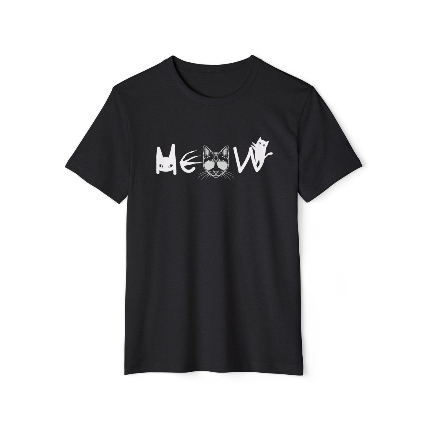 Meow Cats Recycled T-Shirt, Unisex Cat Lover Tee, Eco-Friendly Clothing, Animal Print Shirt, Sustainable Fashion Gift