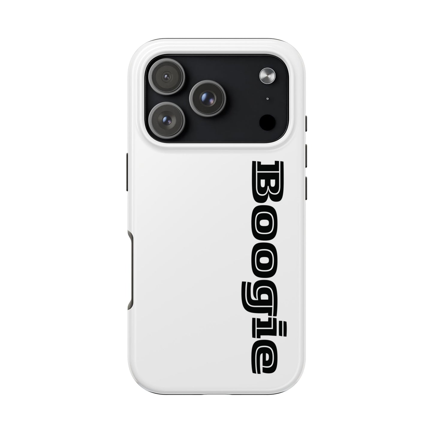 Boogie White Tough Phone Cases, iPhone Samsung cases, wireless charging, gender neutral women men friends kids teens gift birthday Christmas