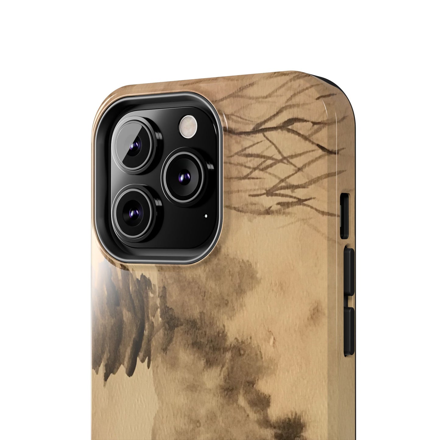 Winter Scene Tough Phone Cases, iPhone & Samsung cases, wireless charging, pine trees, snow, original watercolor artwork, gifts, Christmas