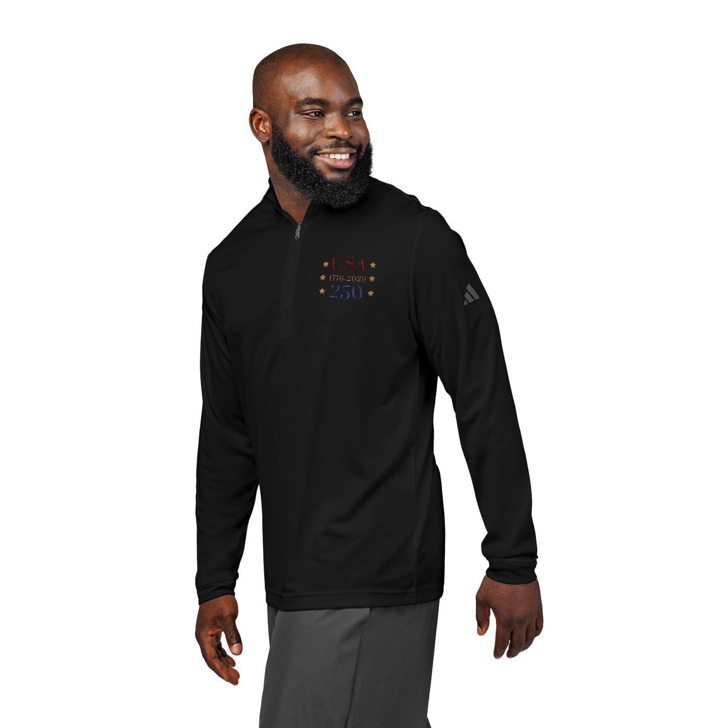 USA 250 Embroidered Quarter-Zip Pullover — 1776 Patriotic Sweatshirt