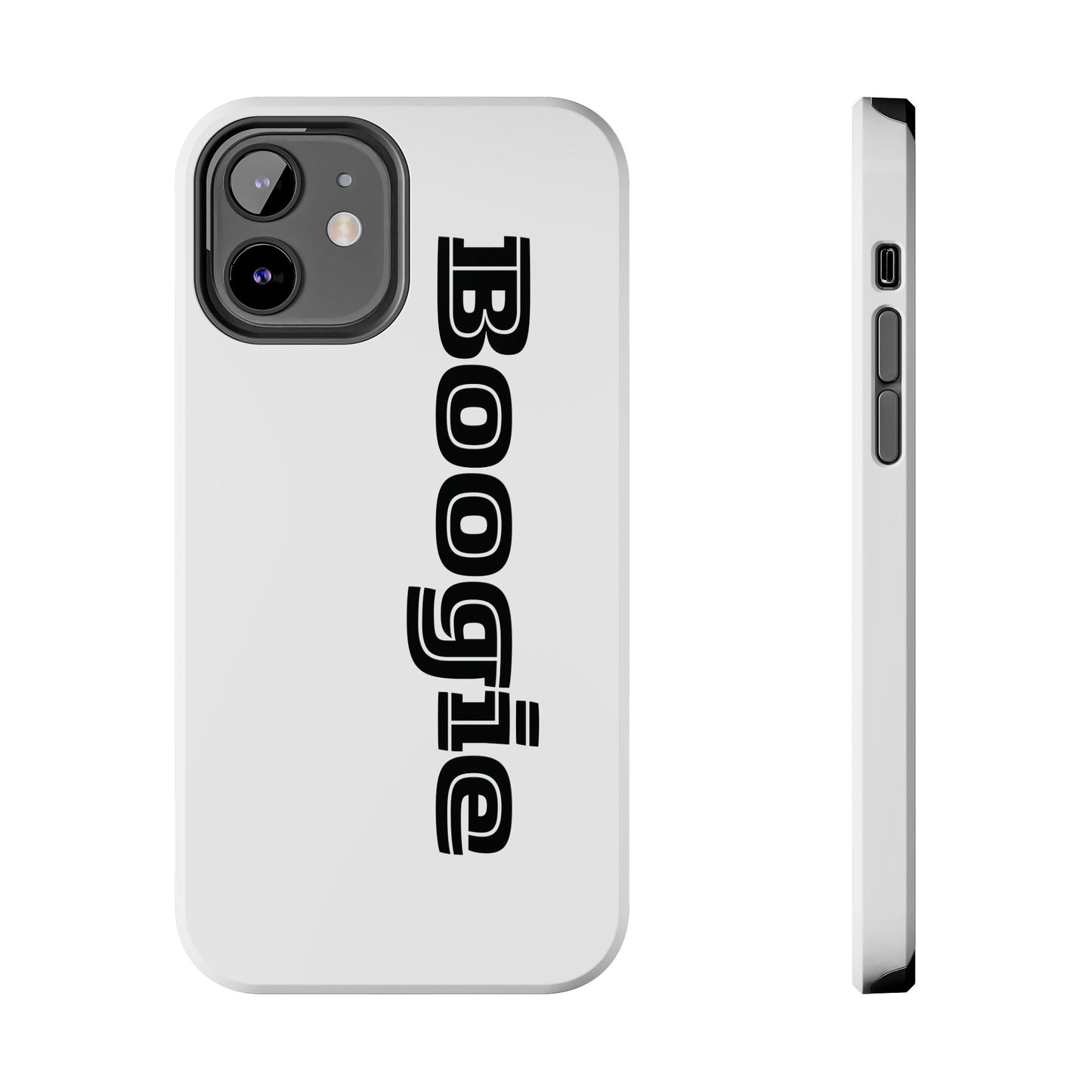 Boogie White Tough Phone Cases, iPhone Samsung cases, wireless charging, gender neutral women men friends kids teens gift birthday Christmas