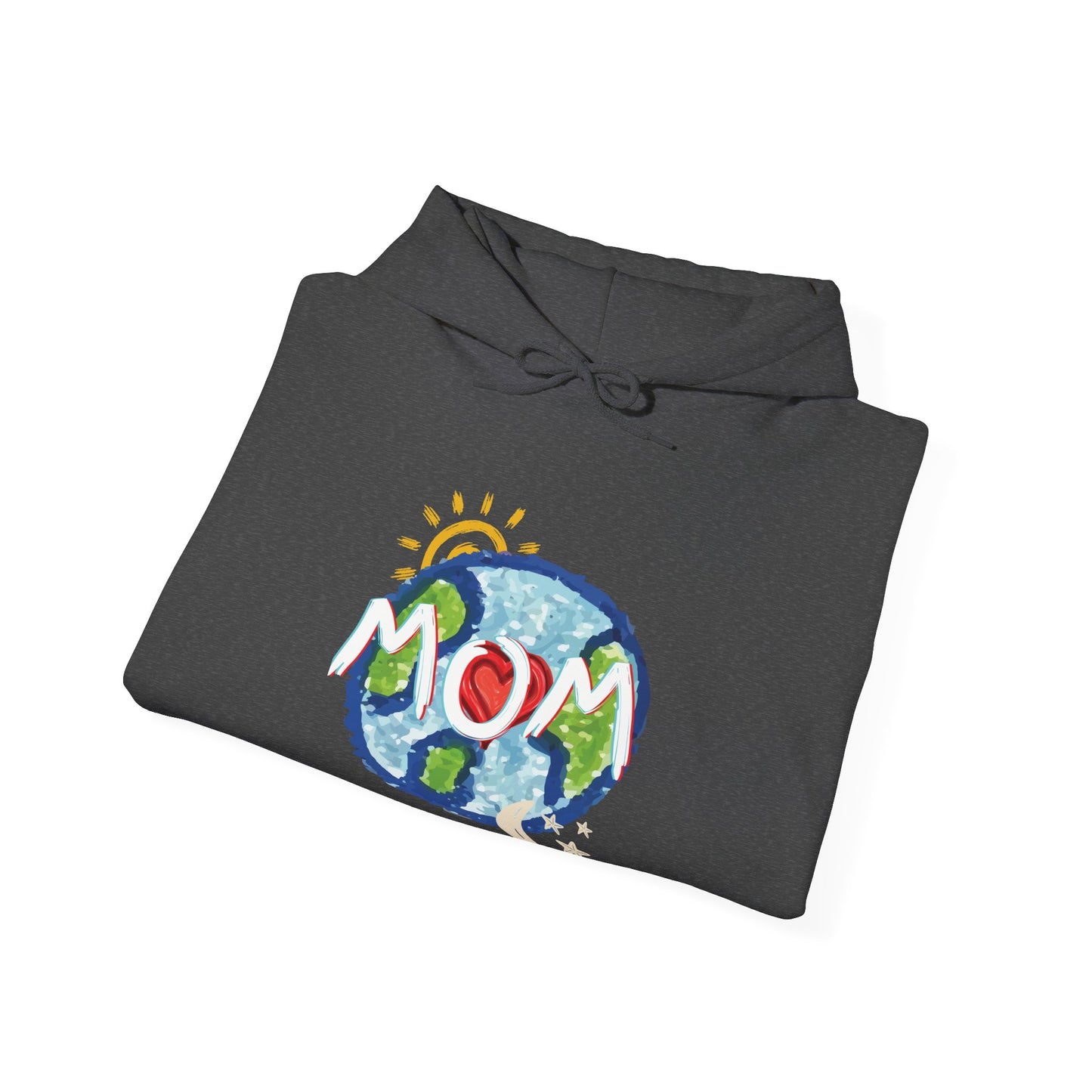 MOM Unisex Heavy Blend™ Hooded Sweatshirt, World, Sun Moon & Stars, Heart, Love, Mothers Day, Gifts for Women, Comfy, Soft, Warm, Hoodie