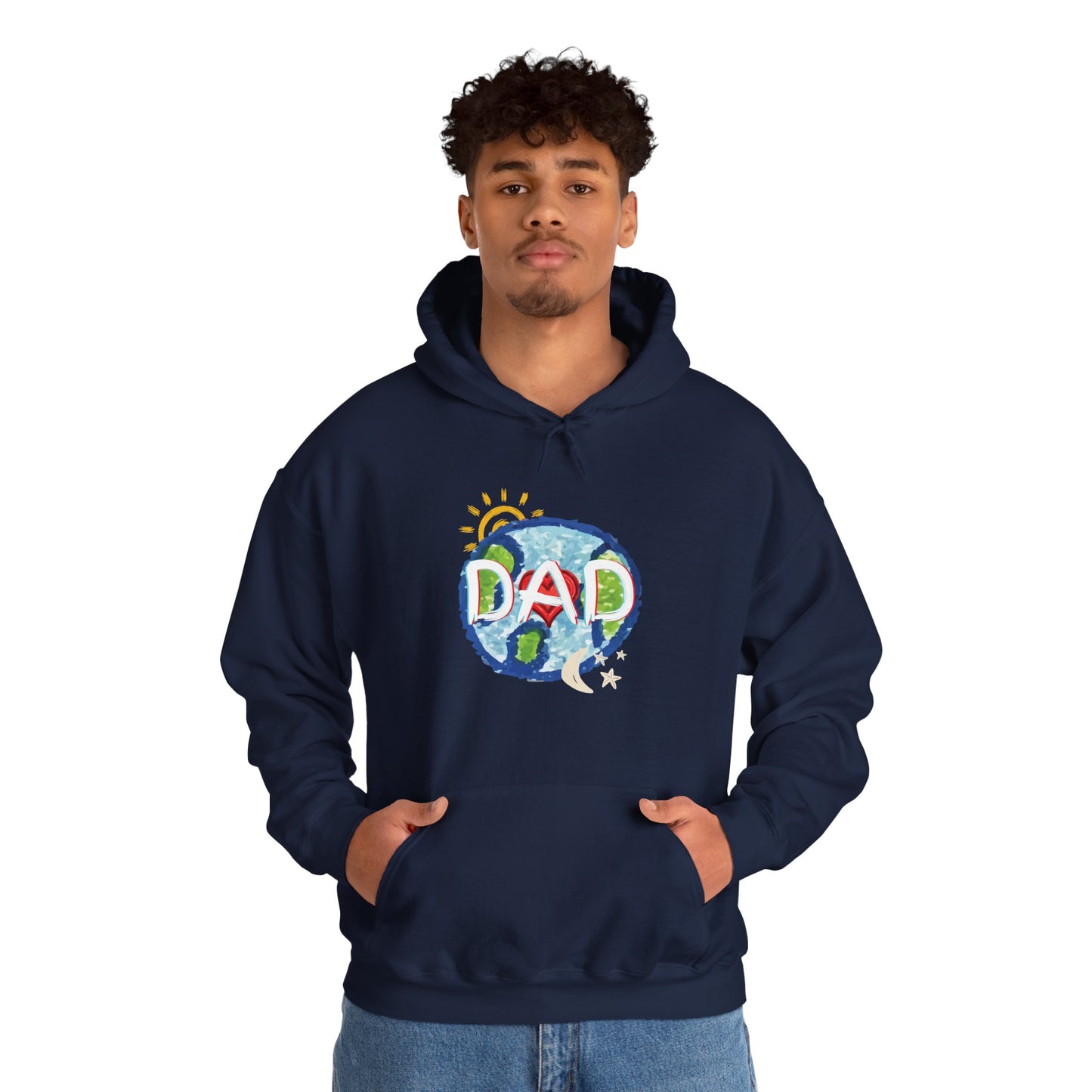 DAD Hooded Sweatshirt - Whole World Sun Moon & Stars Heart Love Fathers Day Gift for Men
