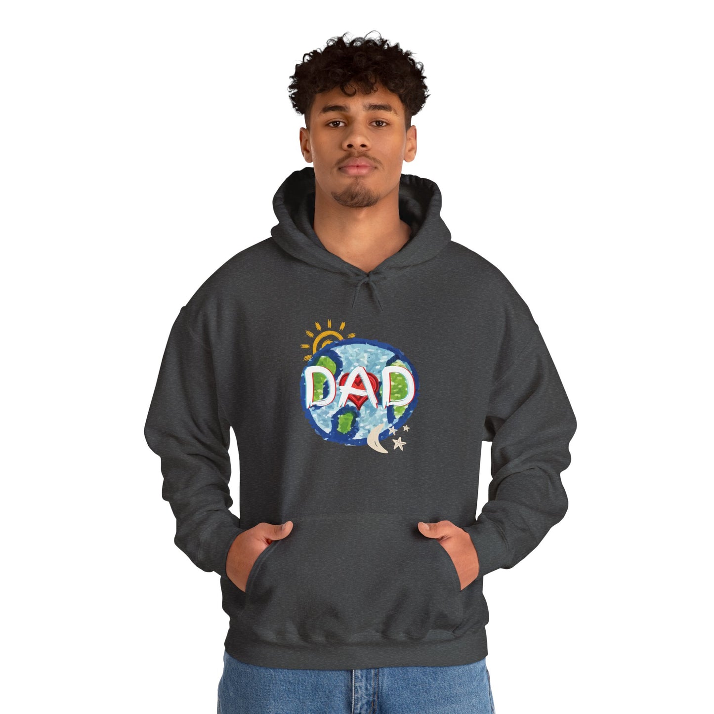 DAD Hooded Sweatshirt - Whole World Sun Moon & Stars Heart Love Fathers Day Gift for Men