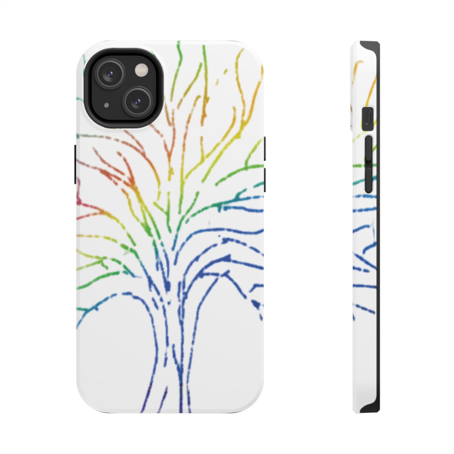 Rainbow Tree Tough Phone Cases - Colorful Nature Love Pride Gender Neutral Gifts for Friends, iPhone Samsung Wireless Charging Cover, LGBTQ+