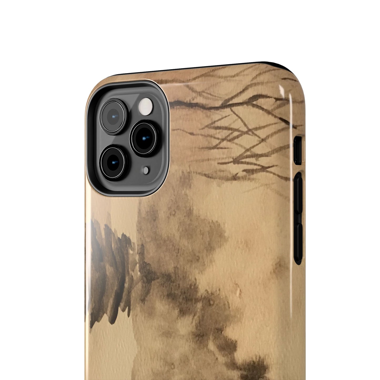 Winter Scene Tough Phone Cases, iPhone & Samsung cases, wireless charging, pine trees, snow, original watercolor artwork, gifts, Christmas