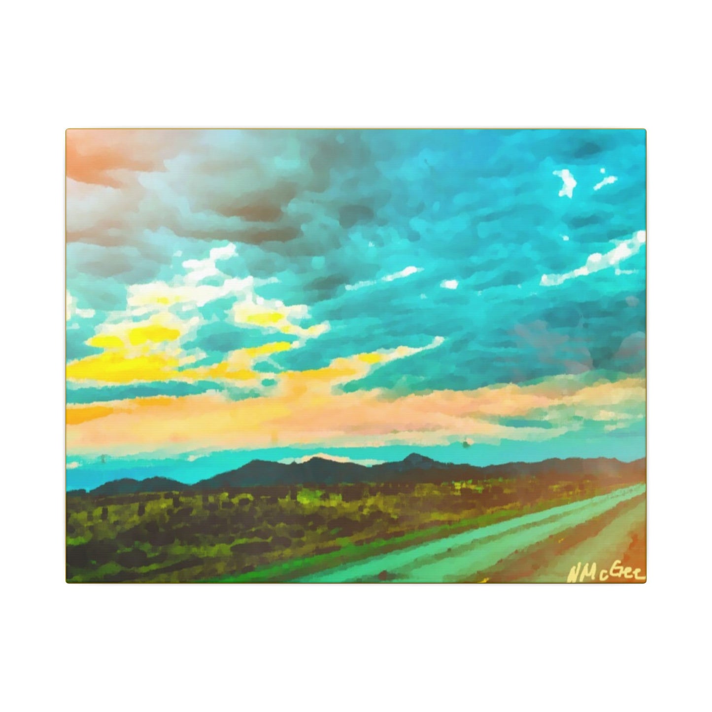 Canvas Wrap Wyoming Landscape, Nature, America, Western, Artwork, Wall Art, Print, Mountains, Gift, Sky, Colorful, Clouds, Sunset, Eco