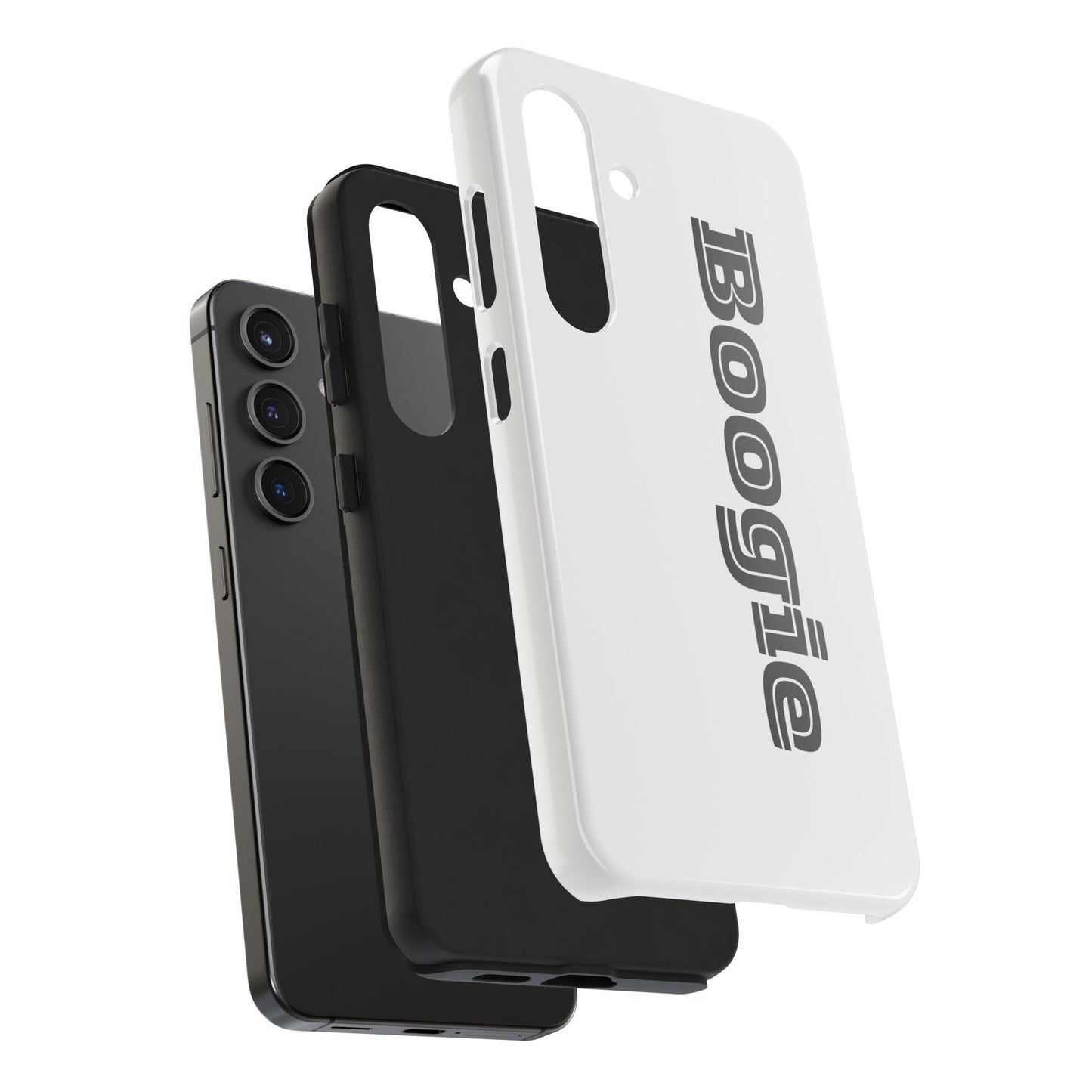 Boogie White Tough Phone Cases, iPhone Samsung cases, wireless charging, gender neutral women men friends kids teens gift birthday Christmas