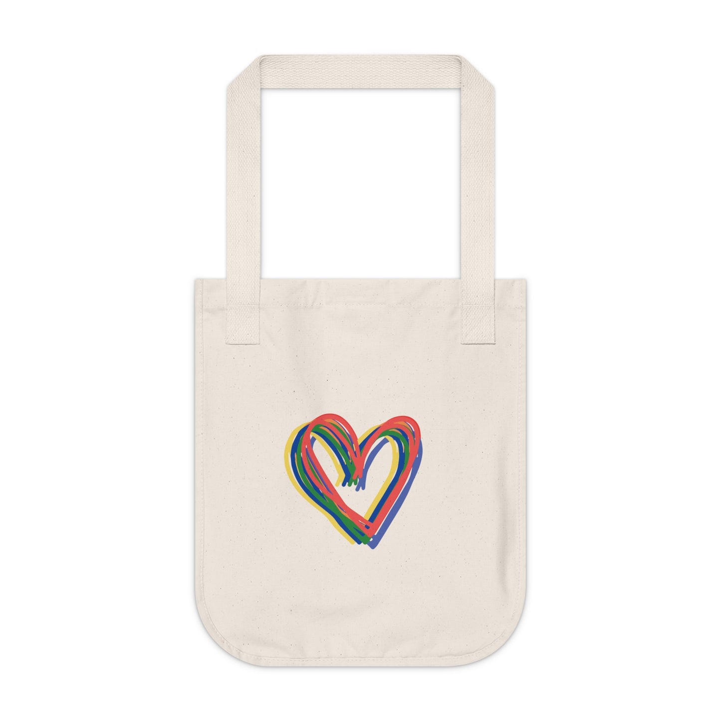 Rainbow Hearts Organic Canvas Tote Bag, Hearts, Gender Neutral, Pride, Women, Men, Kids, Gift, Groceries, Shopping, Books, Eco, Valentines