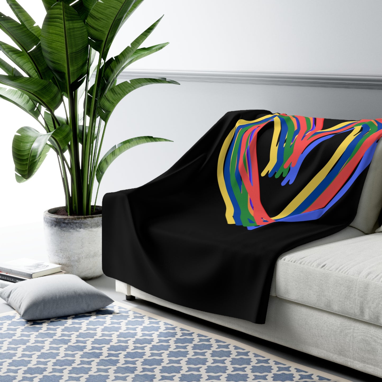 Rainbow Hearts Sherpa Fleece Blanket, Love, Pride, Home Decor, Soft, Cozy, Gift, Gender Neutral, Valentines, Throw, 50x60 60x80