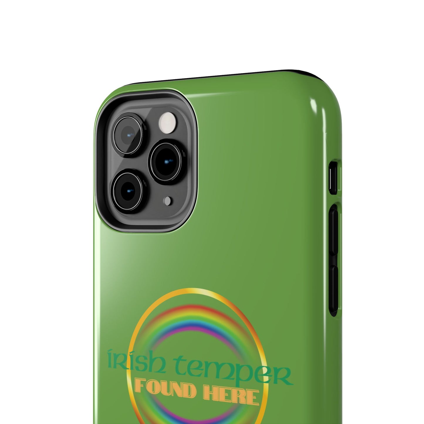 Green Irish Temper Found Here Tough Phone Cases, iPhone & Samsung cases, wireless charging, gifts, St Patricks Day, Birthday, Christmas