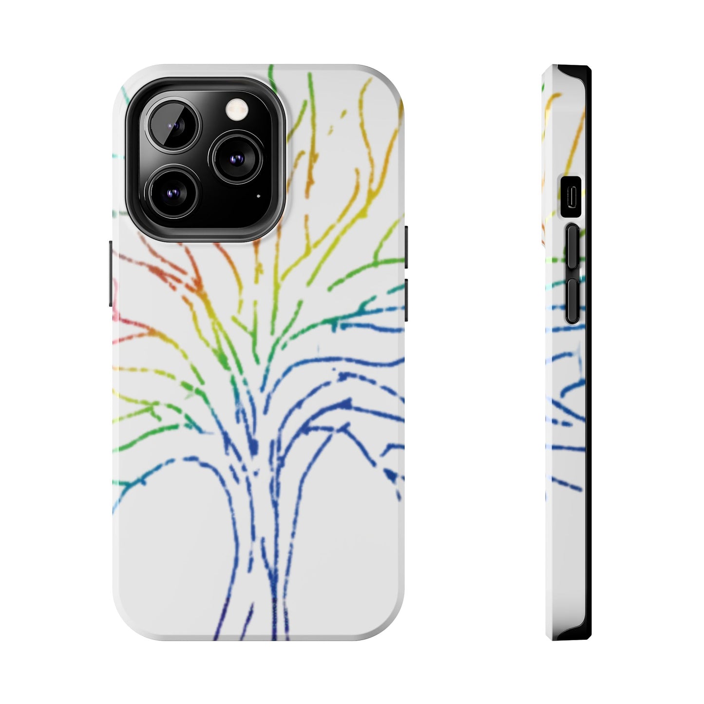 Rainbow Tree Tough Phone Cases - Colorful Nature Love Pride Gender Neutral Gifts for Friends, iPhone Samsung Wireless Charging Cover, LGBTQ+