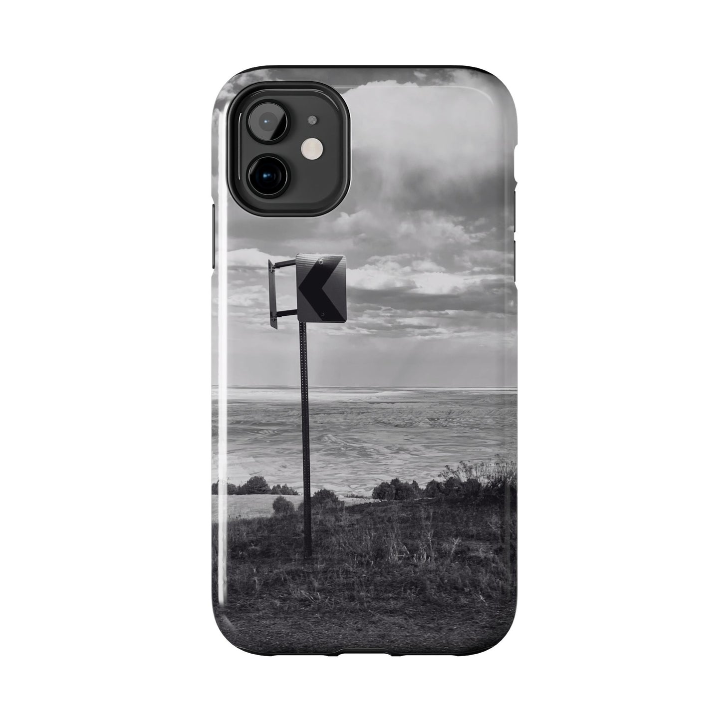 Road Sign Tough Phone Cases, iPhone & Samsung cases, wireless charging, black and white photo, nature, original art, gift birthday Christmas
