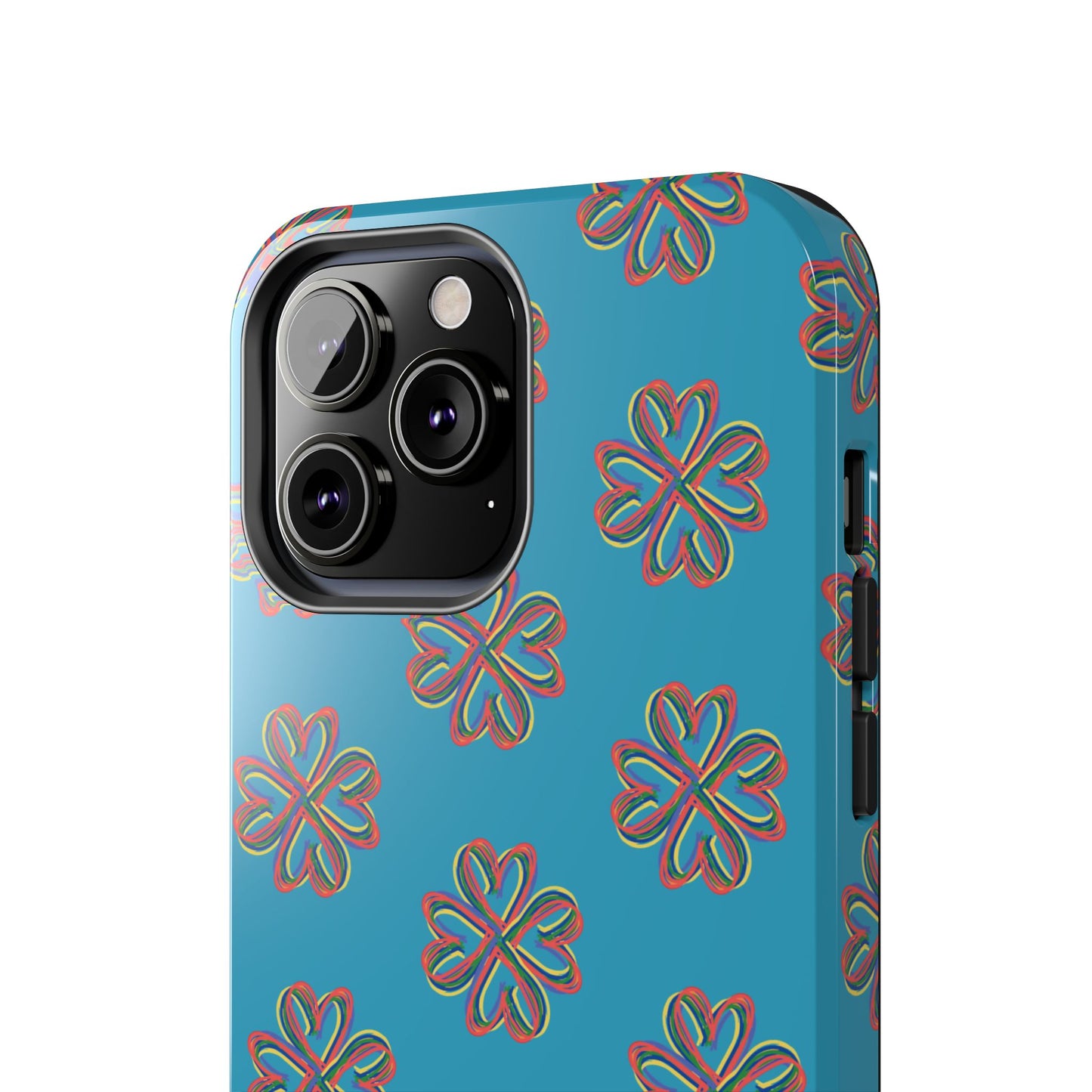 Floral Tough Phone Case, Colorful Turquoise Case, Hard Cover, iPhone Samsung Galaxy Google Pixel, Botanical Print Phone, Wireless Charging