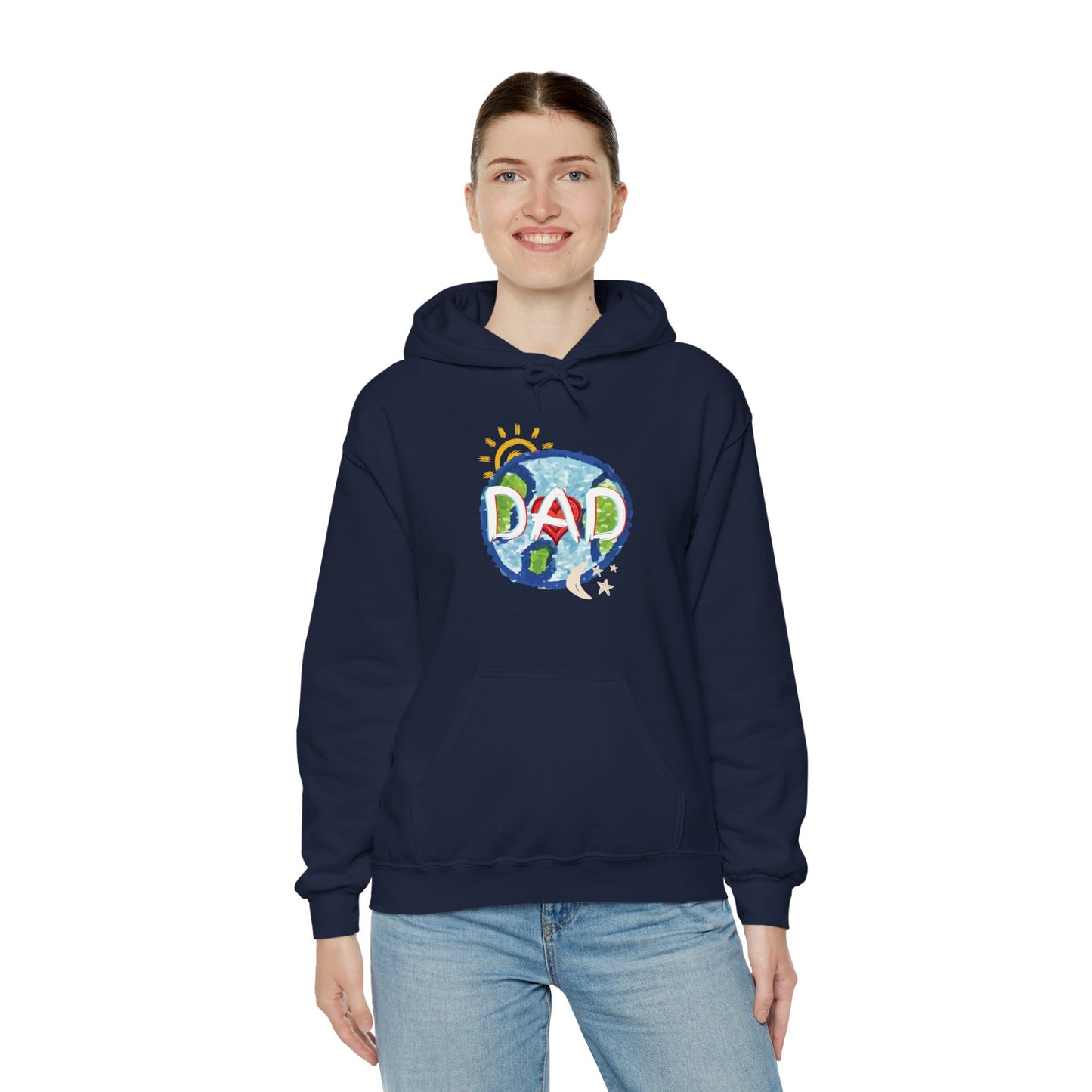 DAD Hooded Sweatshirt - Whole World Sun Moon & Stars Heart Love Fathers Day Gift for Men
