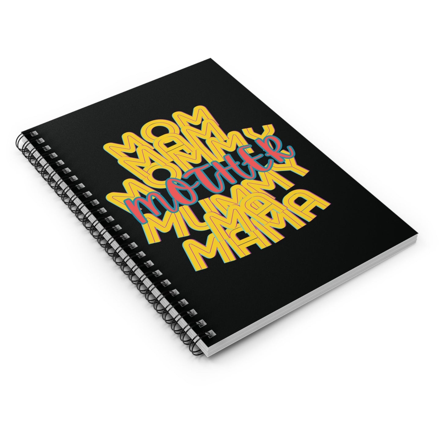 Mother Black Spiral Notebook, Ruled Line, Mom Mommy Ma Mam Mama Mummy, Love, Mothers Day, Gifts for Women, Writing, Journal, Gender Neutral