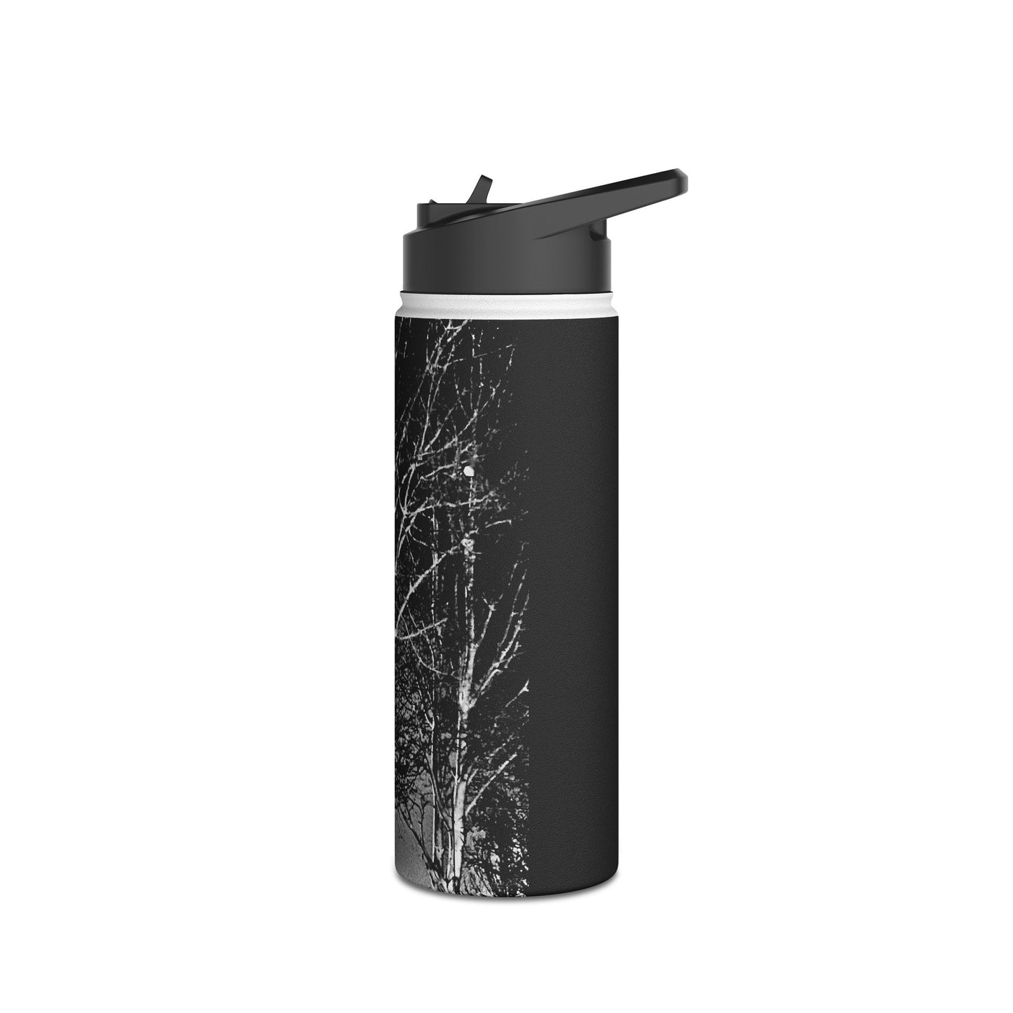 Worm Moon Night Tree Stainless Steel Water Bottle, Nature, Artwork, Gift, Black and White, BPA-free, Photo, Halloween