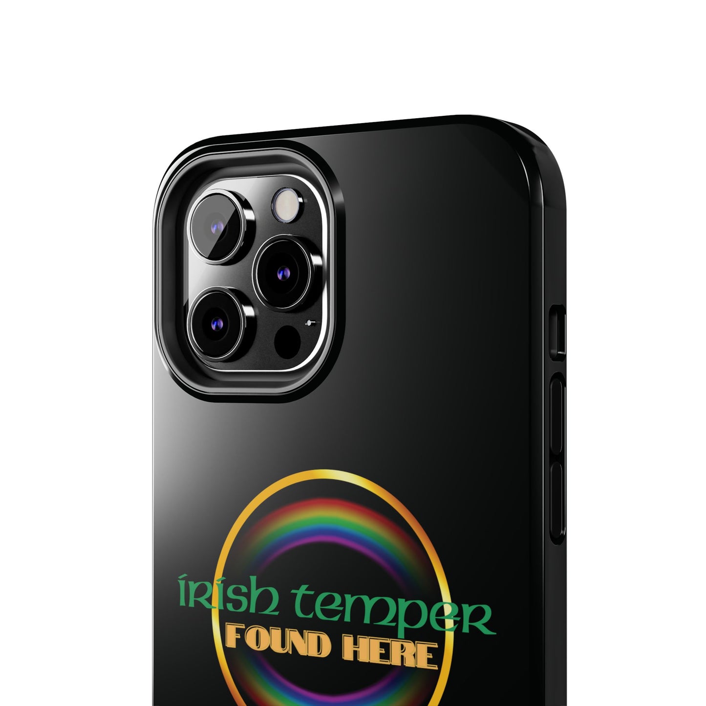 Irish Temper Found Here Black Tough Phone Cases, iPhone & Samsung cases, wireless charging, gifts, St Patricks Day, Birthday, Christmas