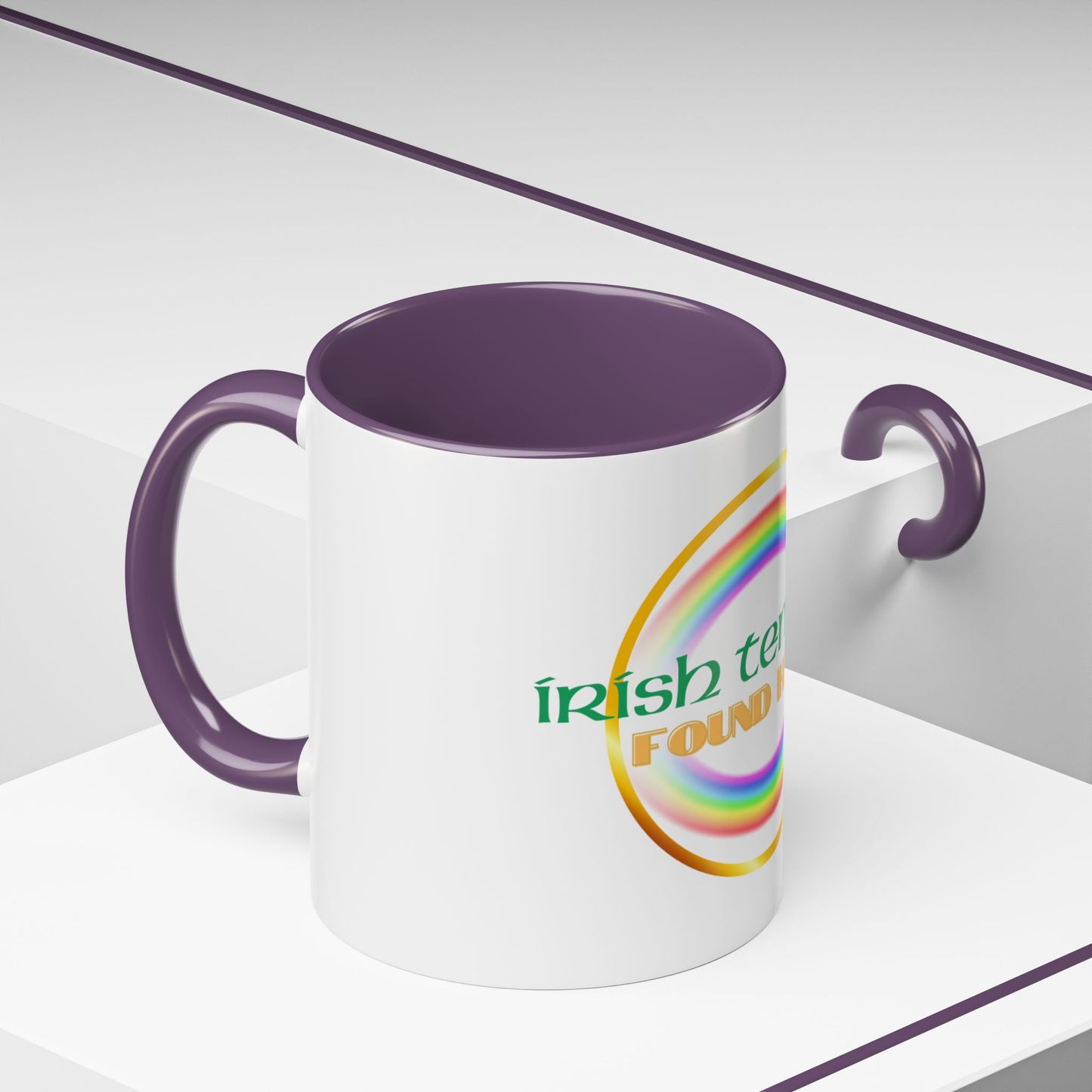 Coffee Mug - Irish Temper Found Here, Rainbow Design, BPA-Free Ceramic, St Patricks Gift