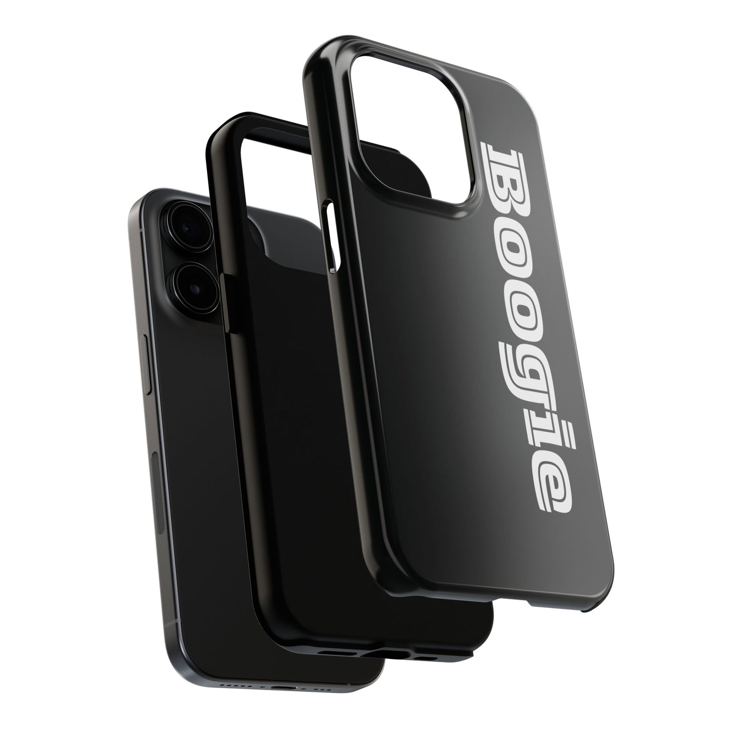 Boogie Black Tough Phone Cases, iPhone Samsung cases, wireless charging, gender neutral women men friends kids teens gift birthday Christmas