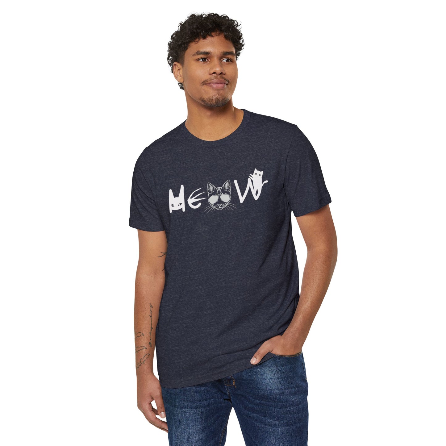 Meow Cats Recycled T-Shirt, Unisex Cat Lover Tee, Eco-Friendly Clothing, Animal Print Shirt, Sustainable Fashion Gift