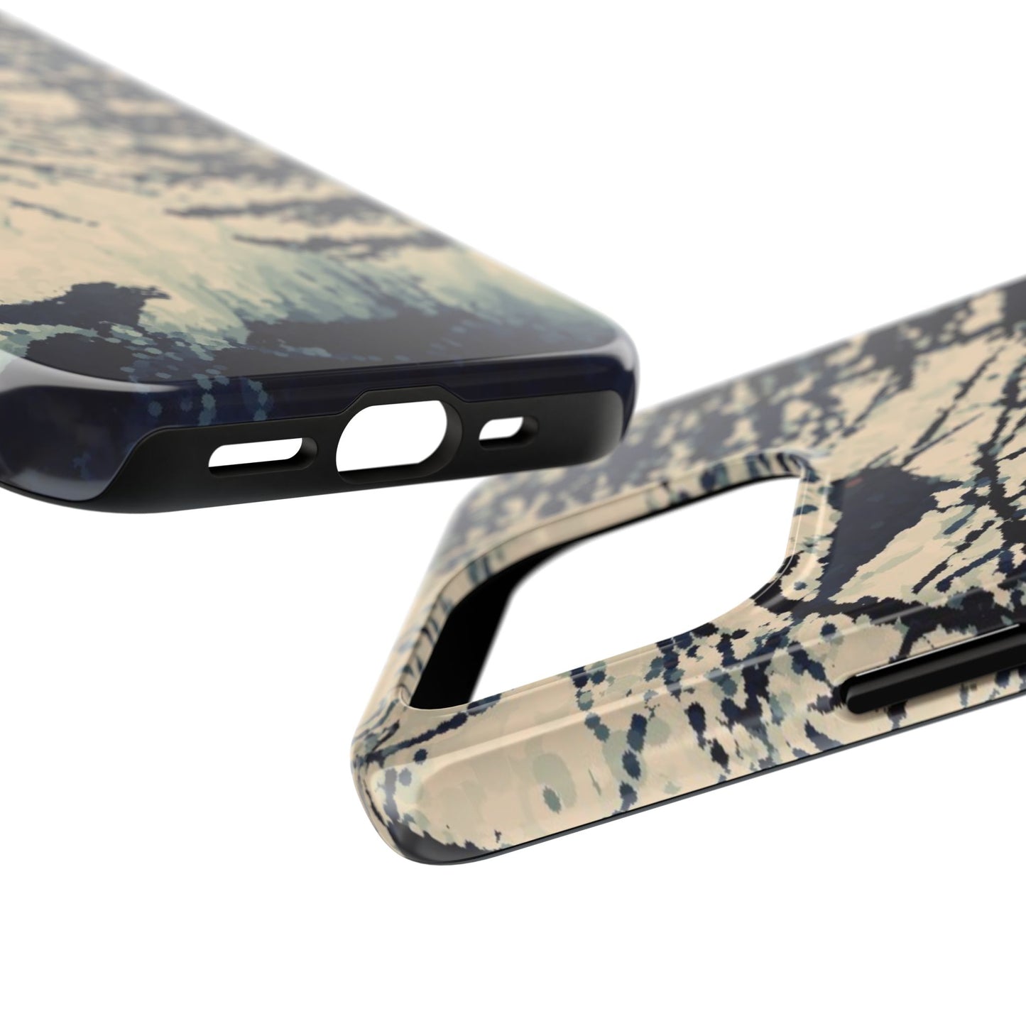 Crows in Forest Tough Phone Cases, iPhone & Samsung cases, wireless charging, crows, trees, birds, original artwork, gifts, Halloween