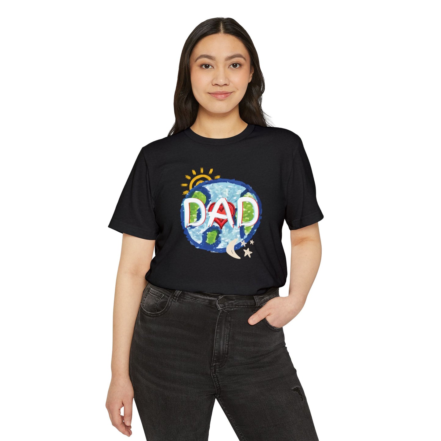 Dad Whole World Sun Moon Stars Heart Unisex Recycled Organic T-Shirt, Father's Day Gift, Family Matching Outfit, Eco-Friendly Tee, Unique