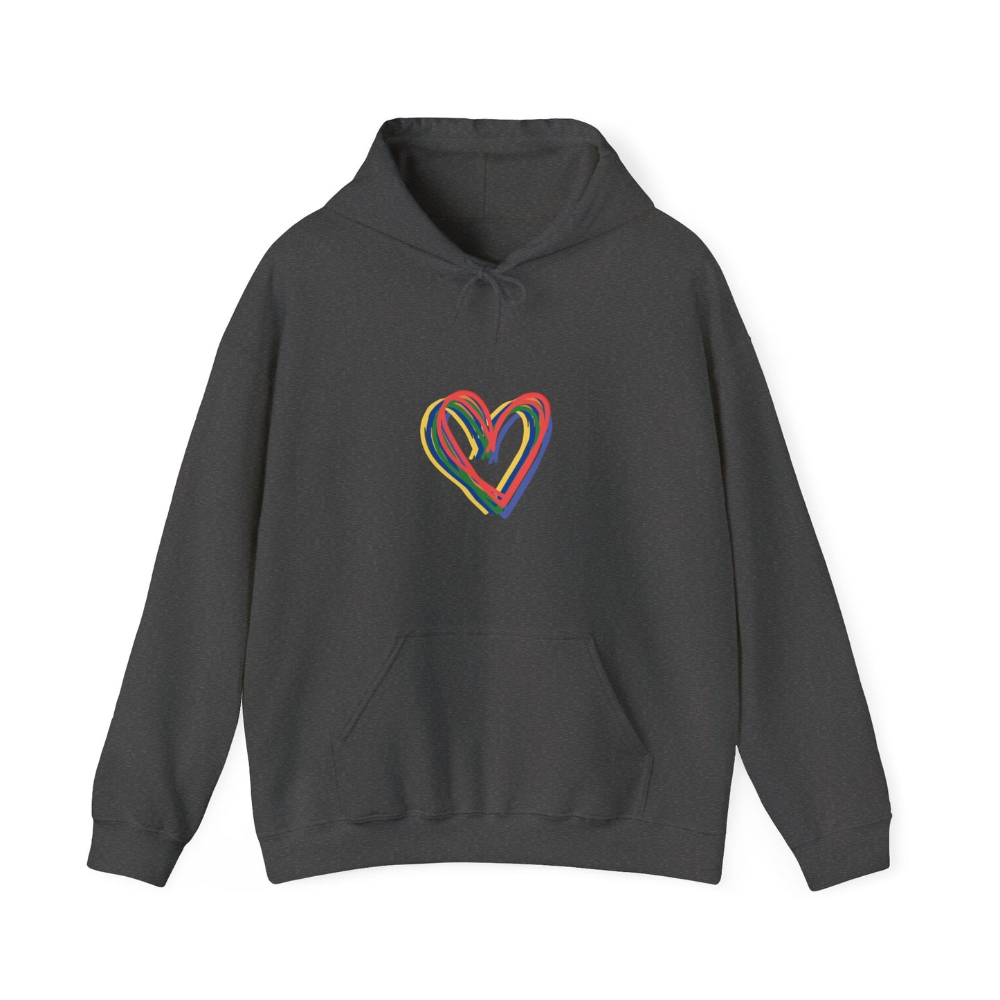 Rainbow Hearts Unisex Heavy Blend™ Hooded Sweatshirt, Love, Pride, hoodie, warm, soft, gift, gender neutral, men, women, teens, Valentines
