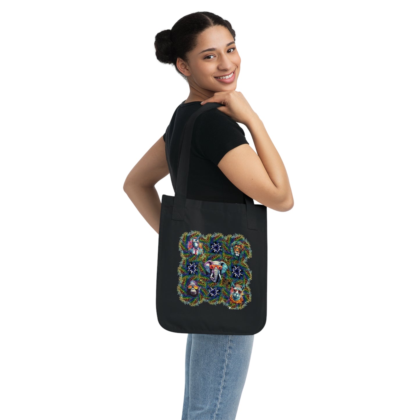 Wild & Cool Creatures Organic Canvas Tote Bag, Gender Neutral, Women, Men, Kids, Gift, Groceries, Shopping, Books, Eco, Birthday, Christmas
