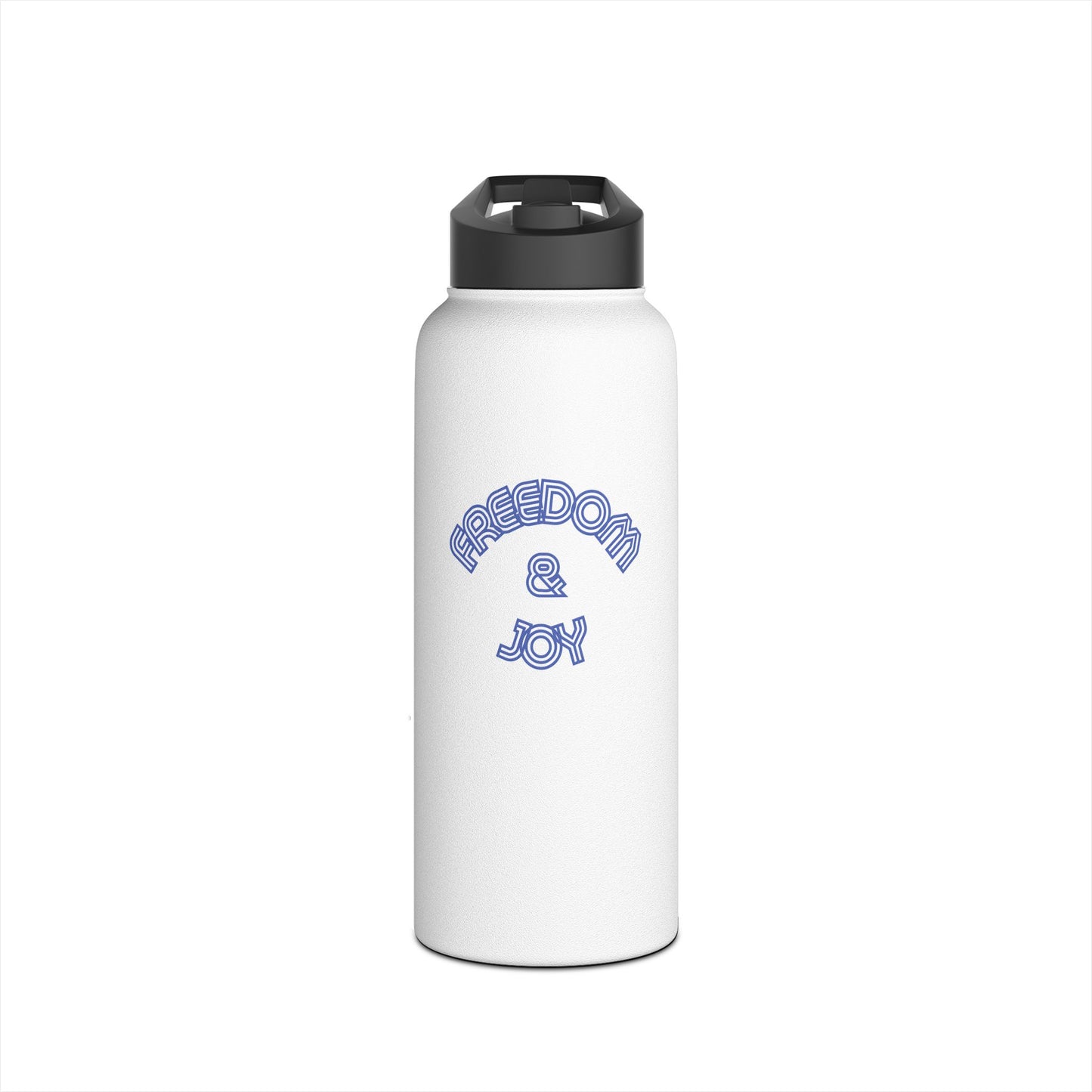 Freedom & Joy White Stainless Steel Water Bottle, America, Equality, Love, Election, Political, Vote, Gift, Exercise, Workout, Eco BPA-free
