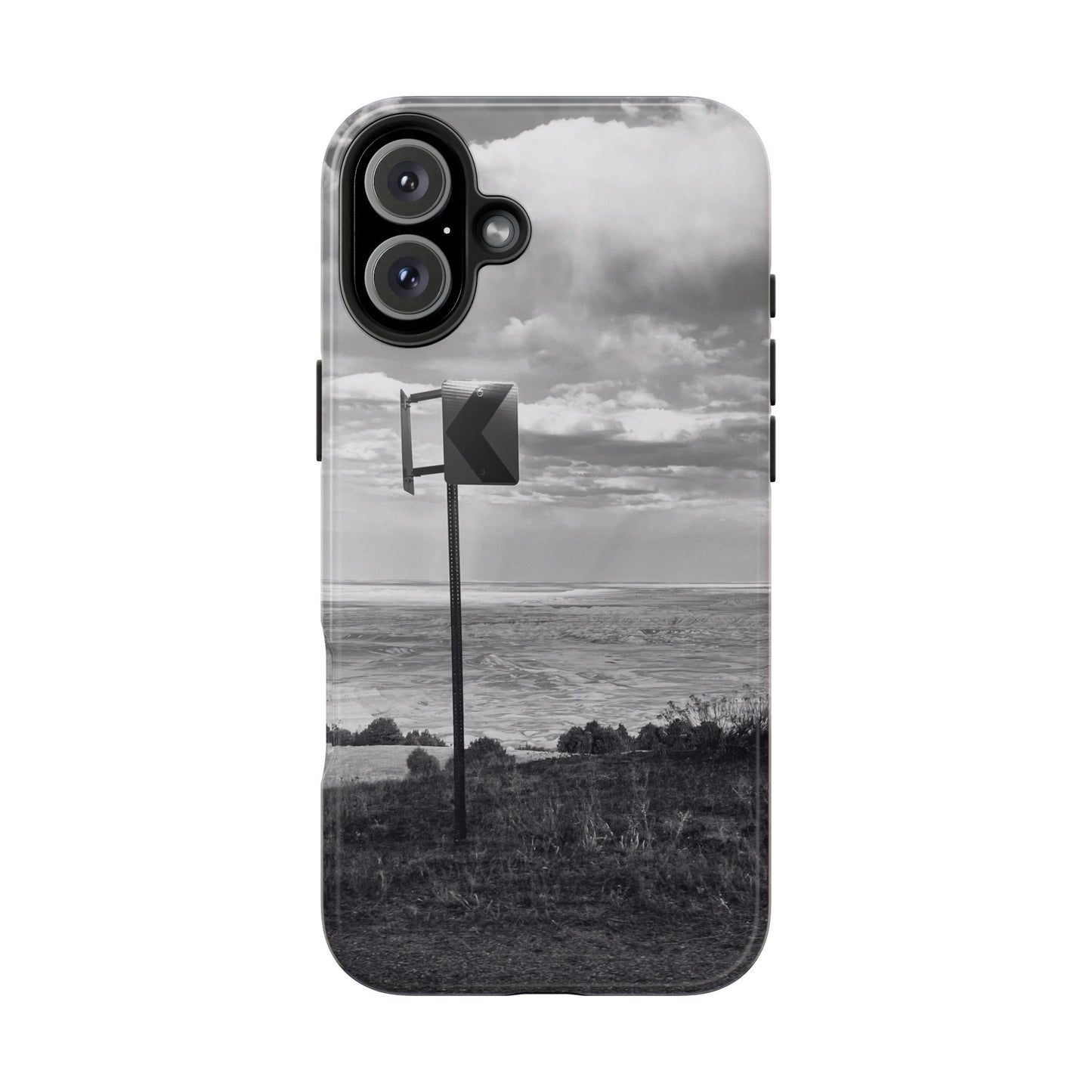 Road Sign Tough Phone Cases, iPhone & Samsung cases, wireless charging, black and white photo, nature, original art, gift birthday Christmas