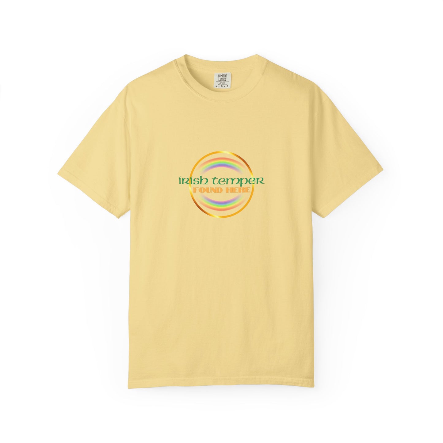Irish Temper Found Here Unisex Garment-Dyed T-shirt, rainbow, fun, gender neutral, casual, relaxed, soft, preshrunk cotton, St Patricks Day