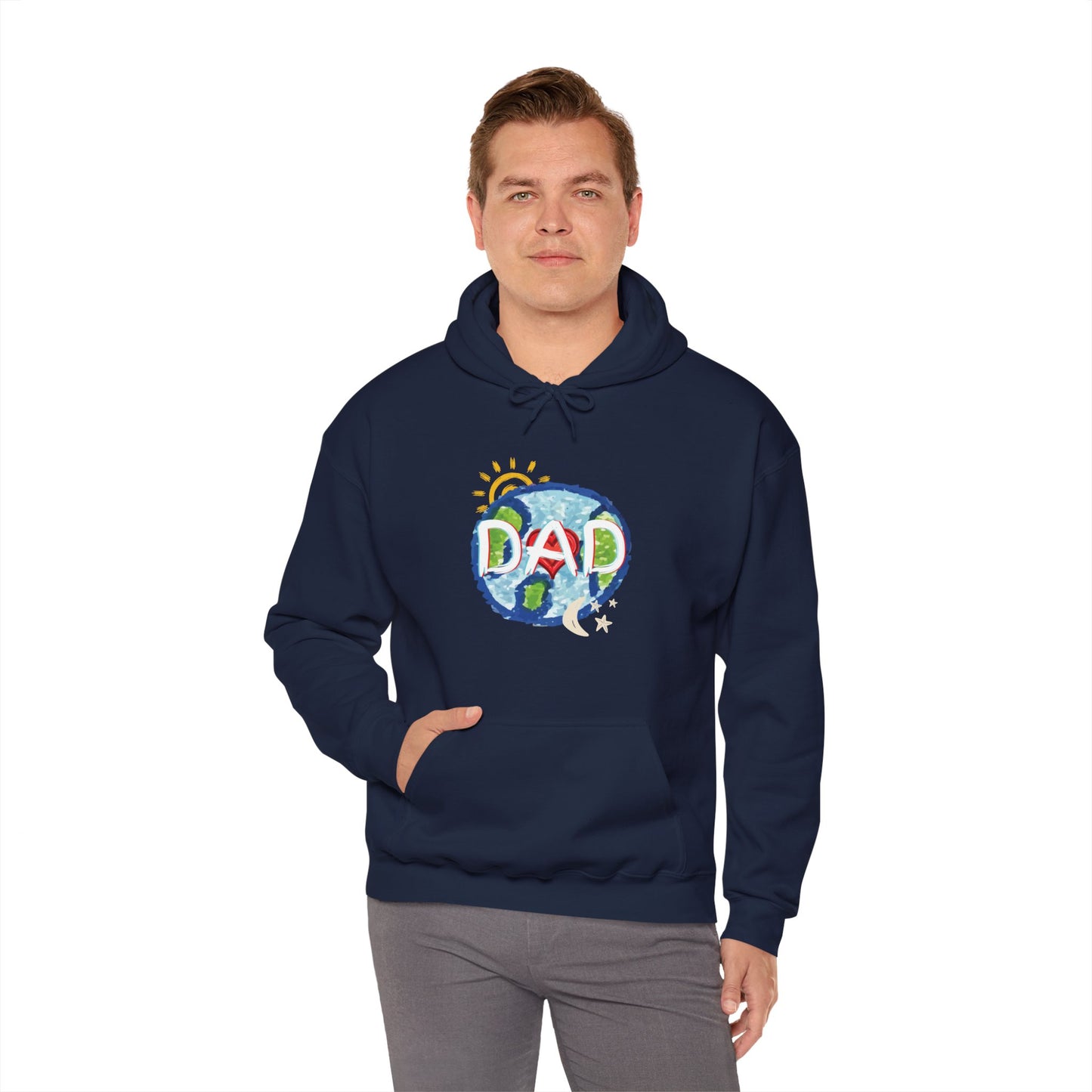DAD Hooded Sweatshirt - Whole World Sun Moon & Stars Heart Love Fathers Day Gift for Men