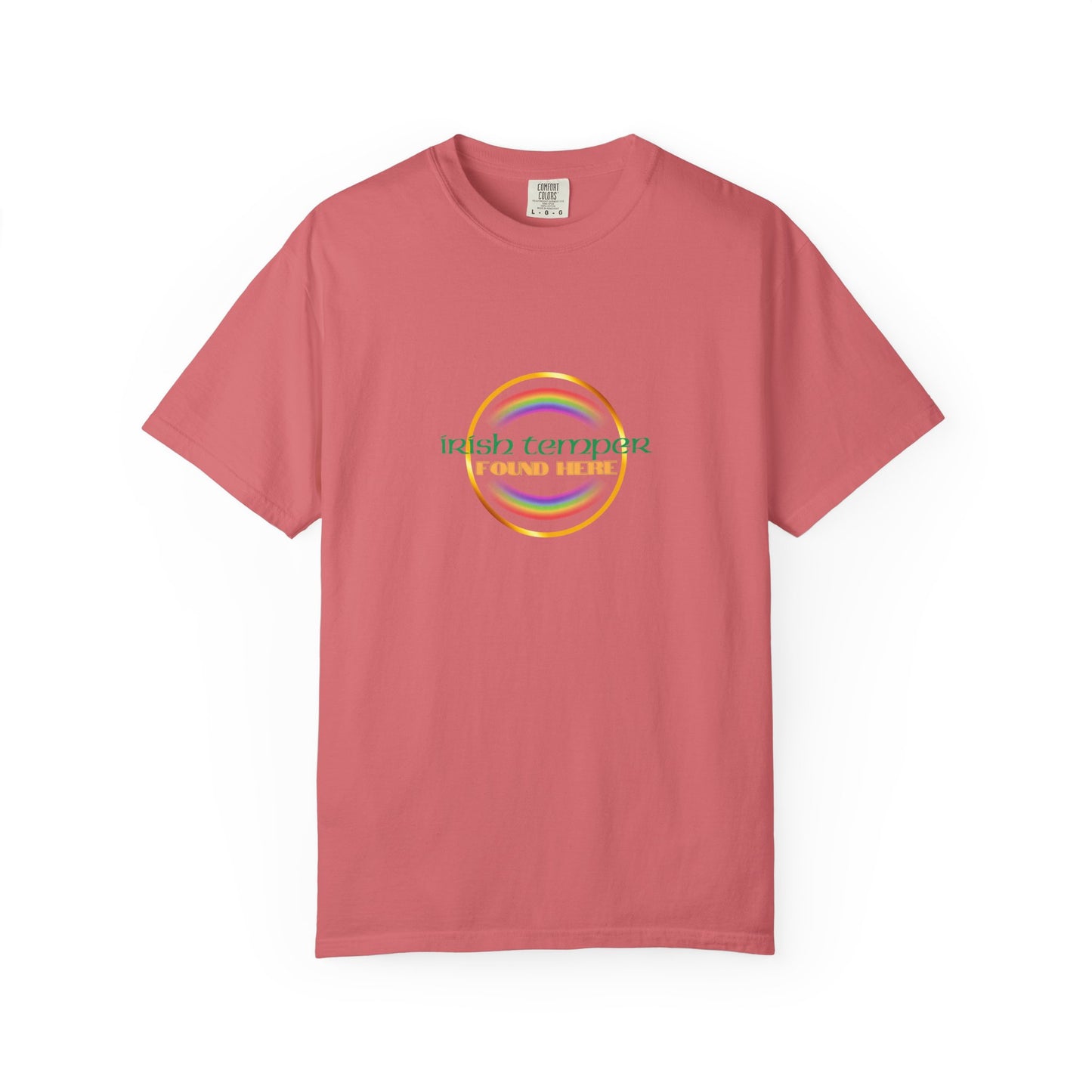 Irish Temper Found Here Unisex Garment-Dyed T-shirt, rainbow, fun, gender neutral, casual, relaxed, soft, preshrunk cotton, St Patricks Day