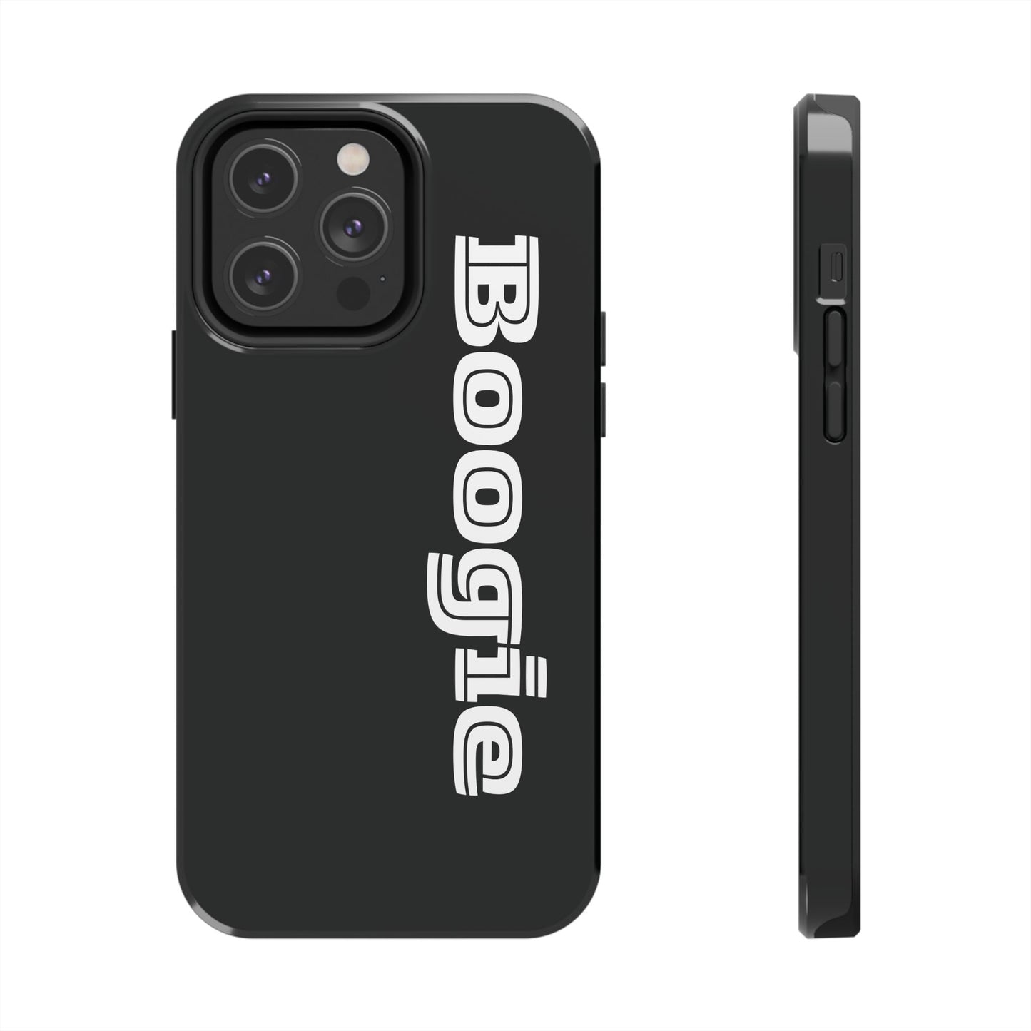 Boogie Black Tough Phone Cases, iPhone Samsung cases, wireless charging, gender neutral women men friends kids teens gift birthday Christmas