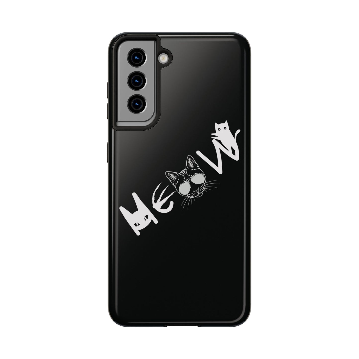 Meow Tough Phone Cases, iPhone & Samsung cases, wireless charging, cats, sassy, kitty, gender neutral, gifts, Halloween, birthday, Christmas