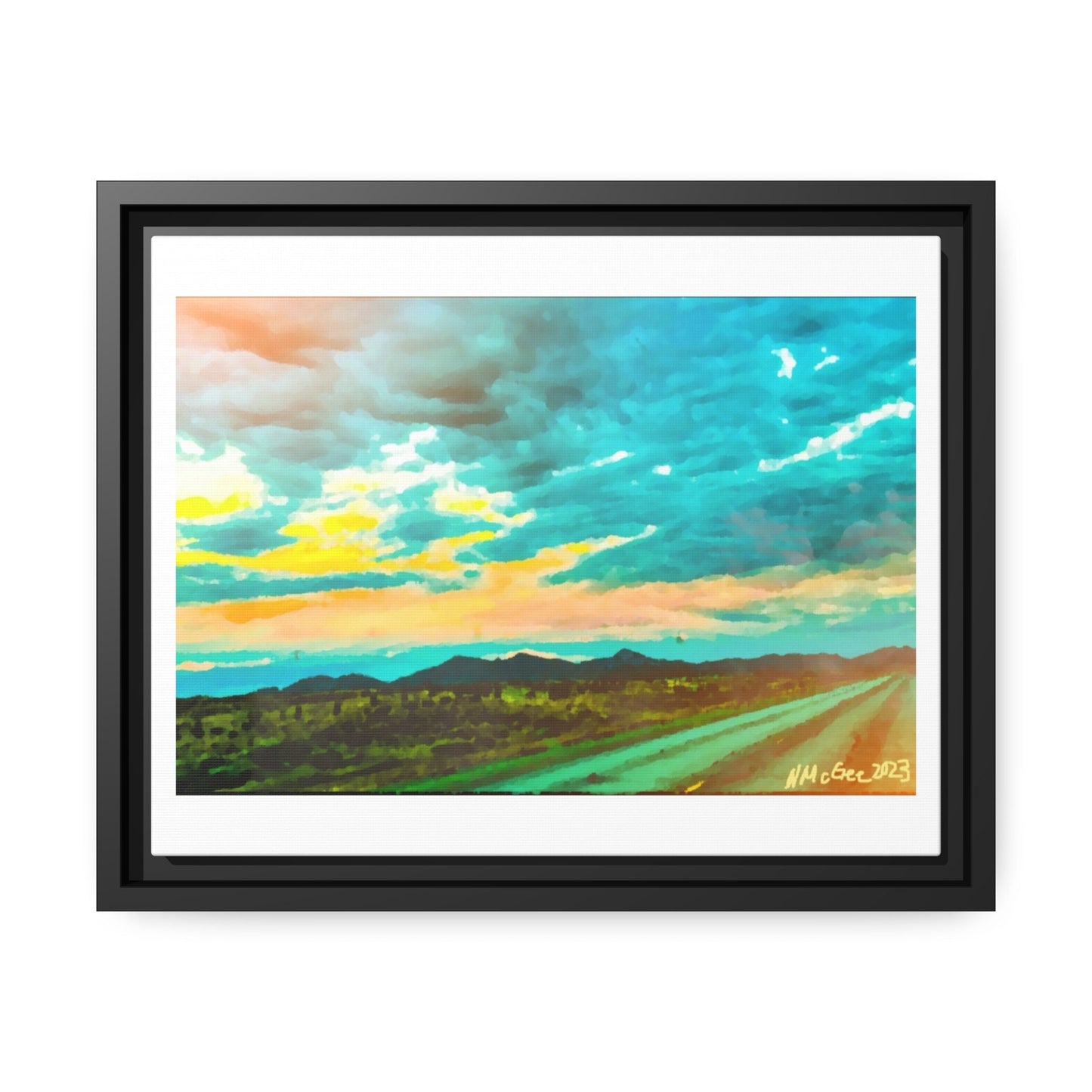 Black Frame Wyoming Landscape, Nature, America, Western, Artwork, Wall Art, Matte Print, Mountains, Gift, Sky, Colorful, Clouds, Sunset, Eco