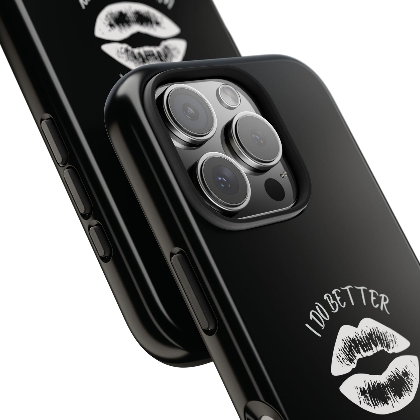 Glamorous Lipstick Tough Phone Cases - Empowered Gifts, Sassy Wireless Charging Cover, Fun Lips Samsung & iPhone Cases, Black Design