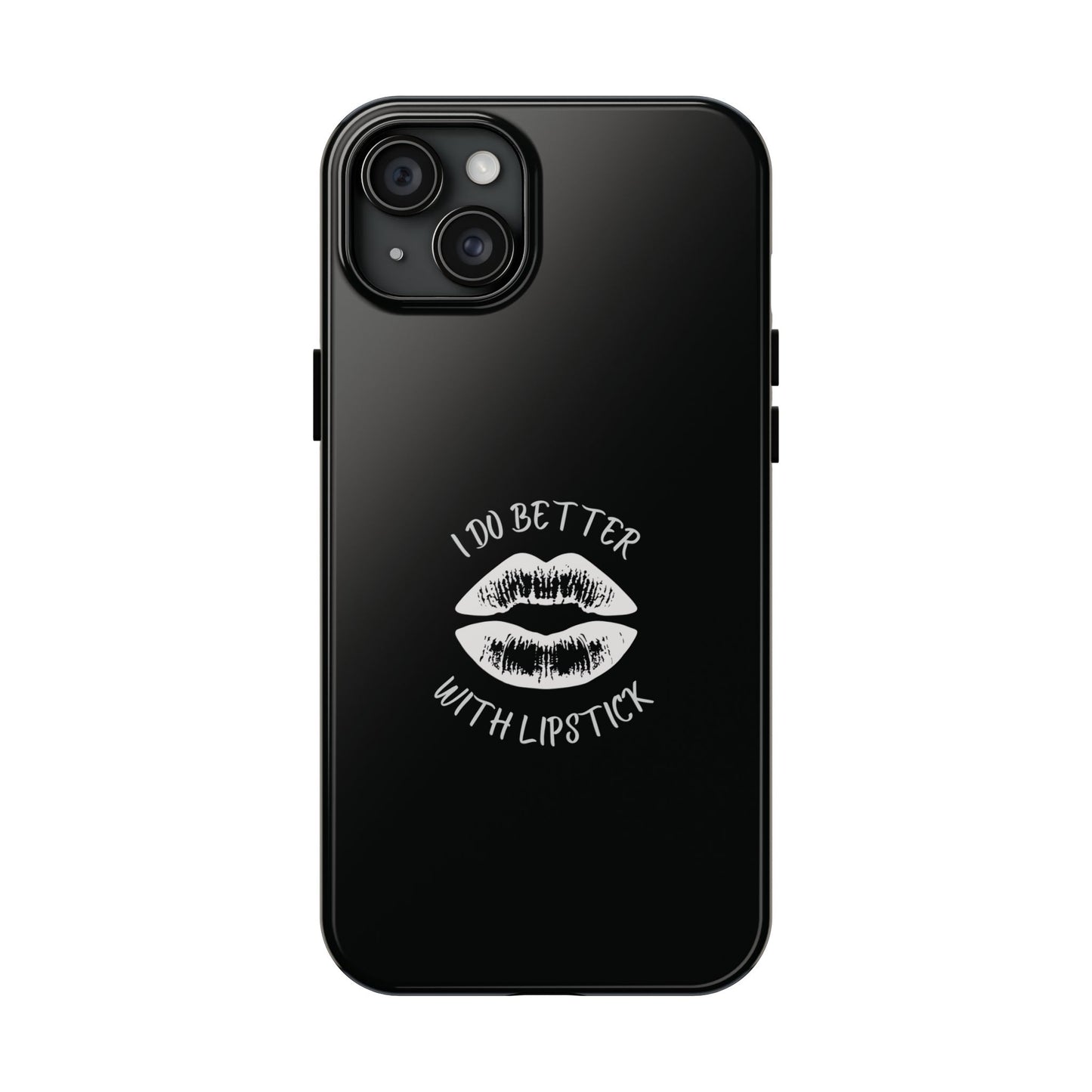 Glamorous Lipstick Tough Phone Cases - Empowered Gifts, Sassy Wireless Charging Cover, Fun Lips Samsung & iPhone Cases, Black Design