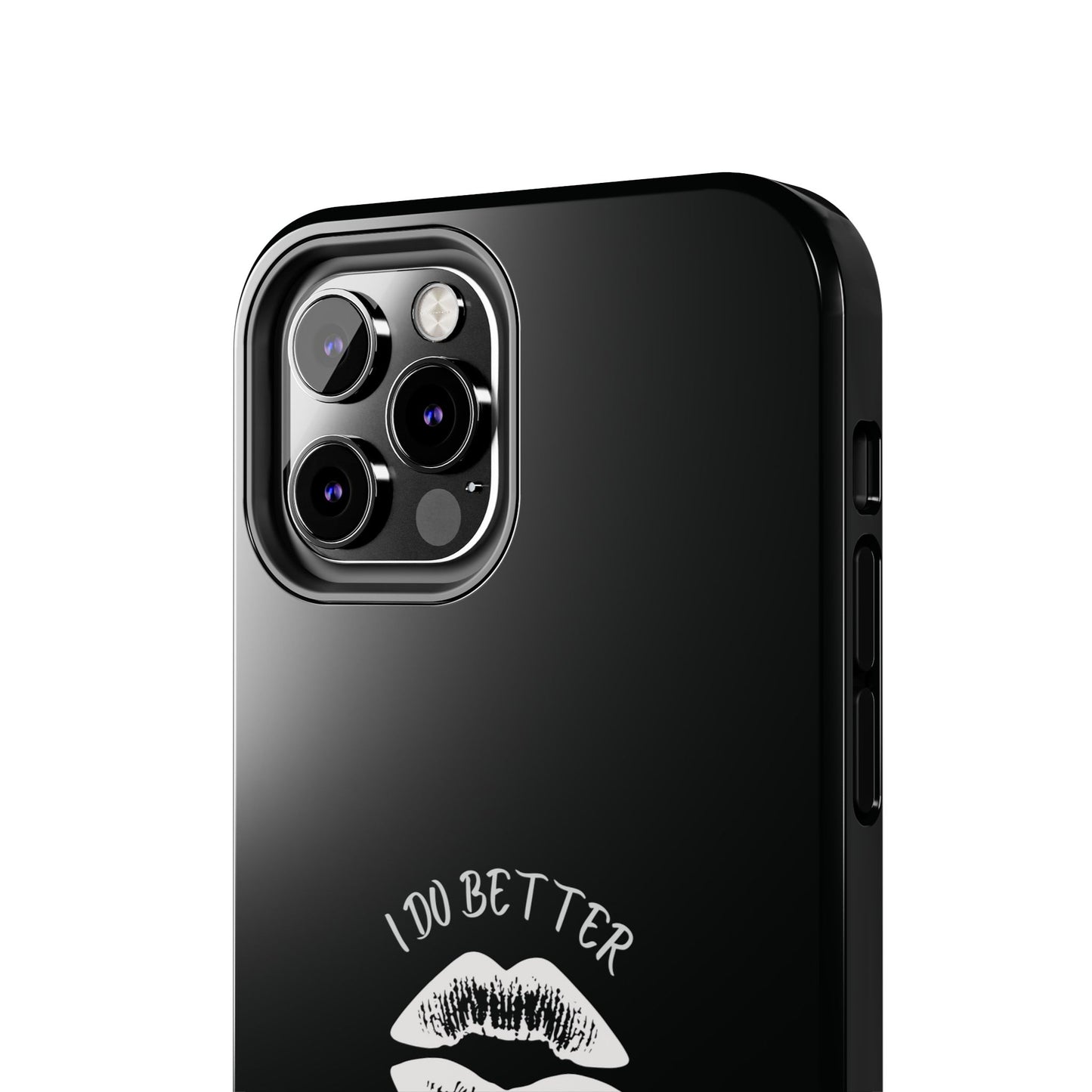Glamorous Lipstick Tough Phone Cases - Empowered Gifts, Sassy Wireless Charging Cover, Fun Lips Samsung & iPhone Cases, Black Design