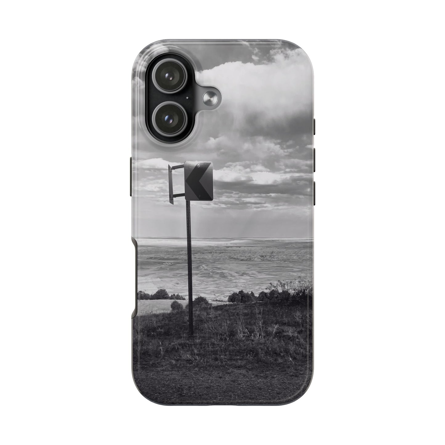 Road Sign Tough Phone Cases, iPhone & Samsung cases, wireless charging, black and white photo, nature, original art, gift birthday Christmas